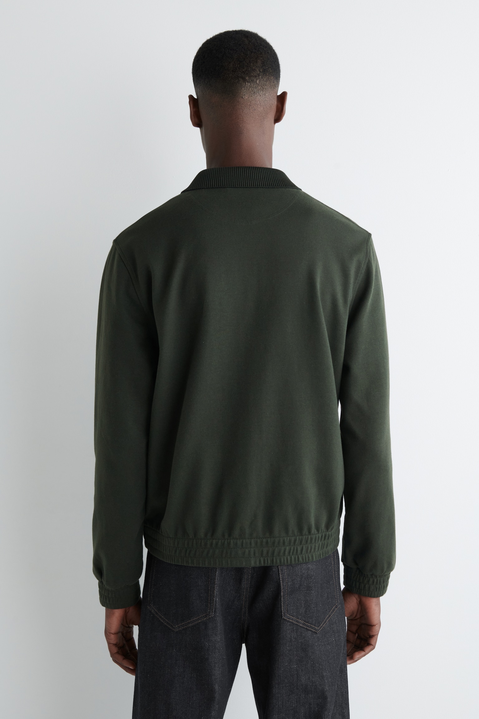 VESTE HARRINGTON EN MAILLE - VERT FONCÉ - 5