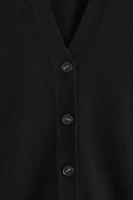 PURE CASHMERE V-NECK CARDIGAN — BLACK 1