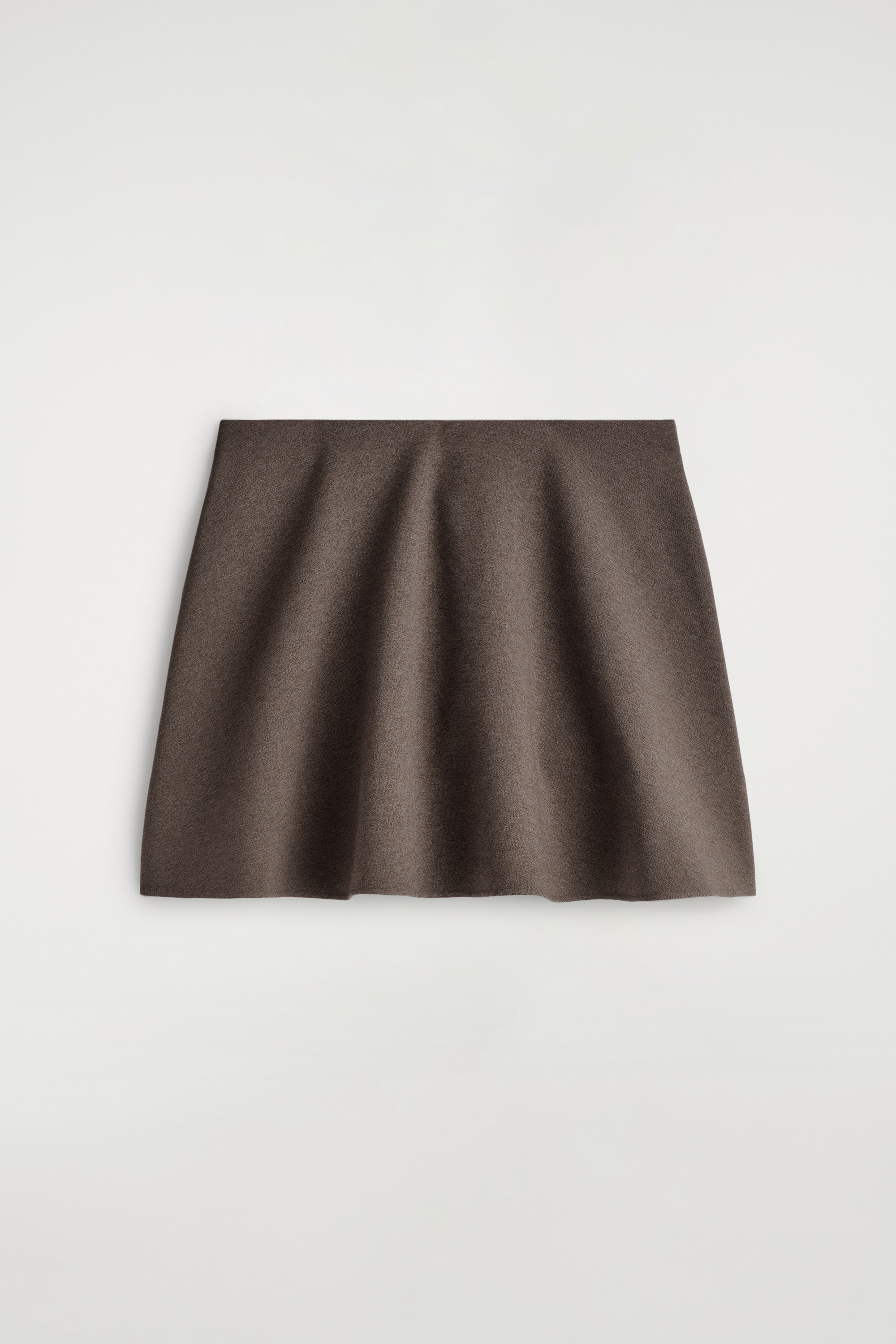 FLARED JERSEY MINI SKIRT - BROWN