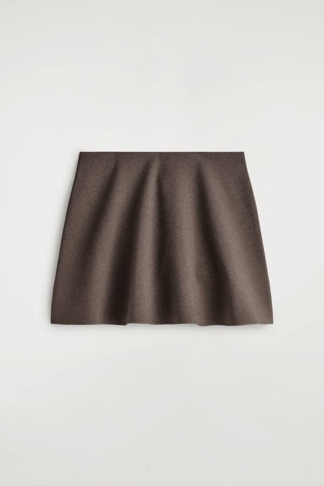 FLARED JERSEY MINI SKIRT - BROWN - 1