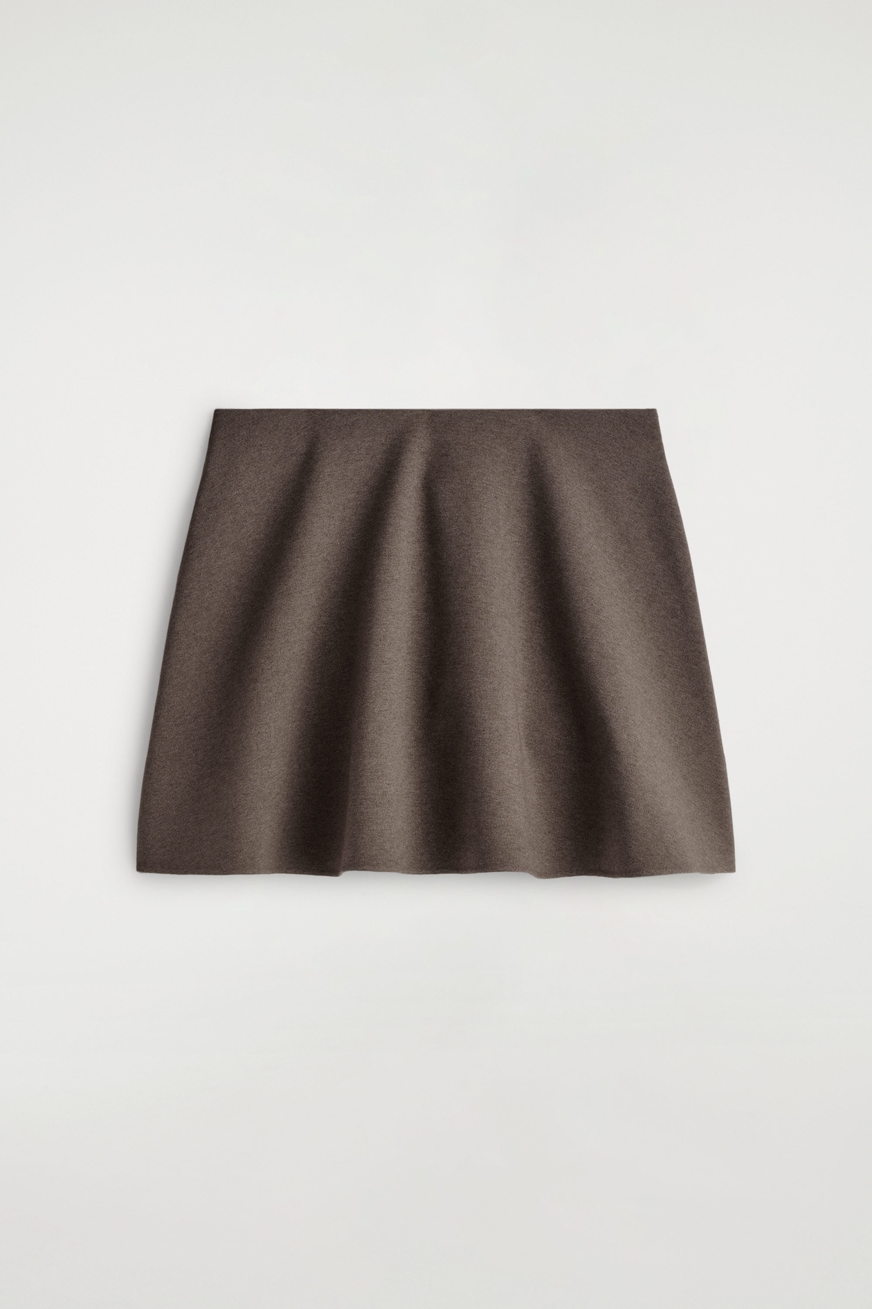 FLARED JERSEY MINI SKIRT — BROWN