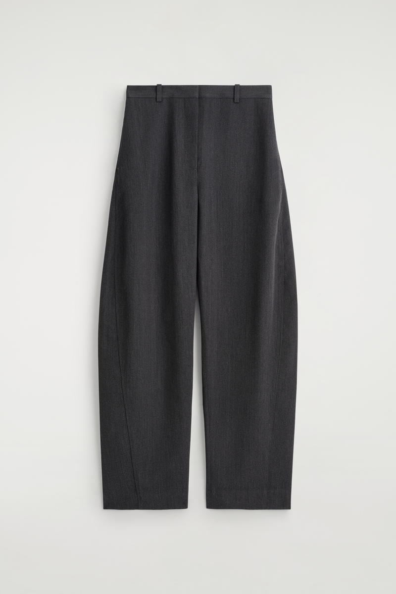Cos Wool-blend Barrel-leg Trousers In Grey In Gray