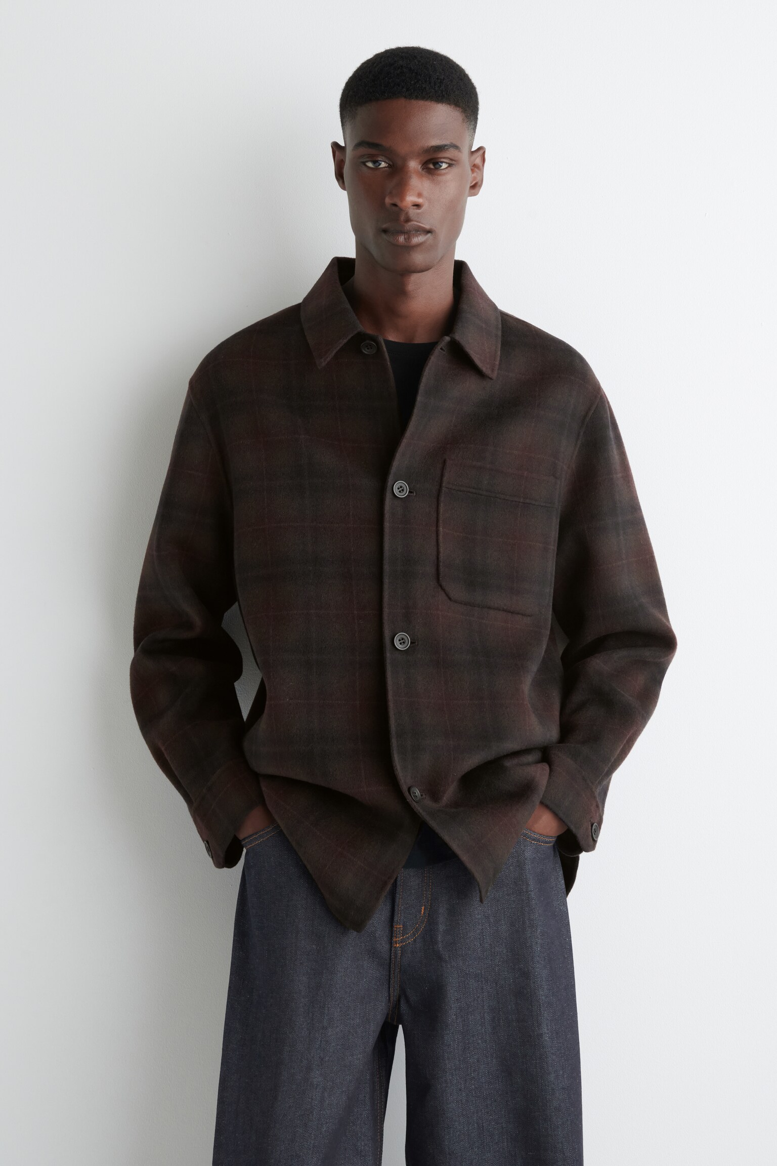 OVERSHIRT IN LANA DOPPIATA - BORDEAUX / QUADRI/NERO/BLU COBALTO