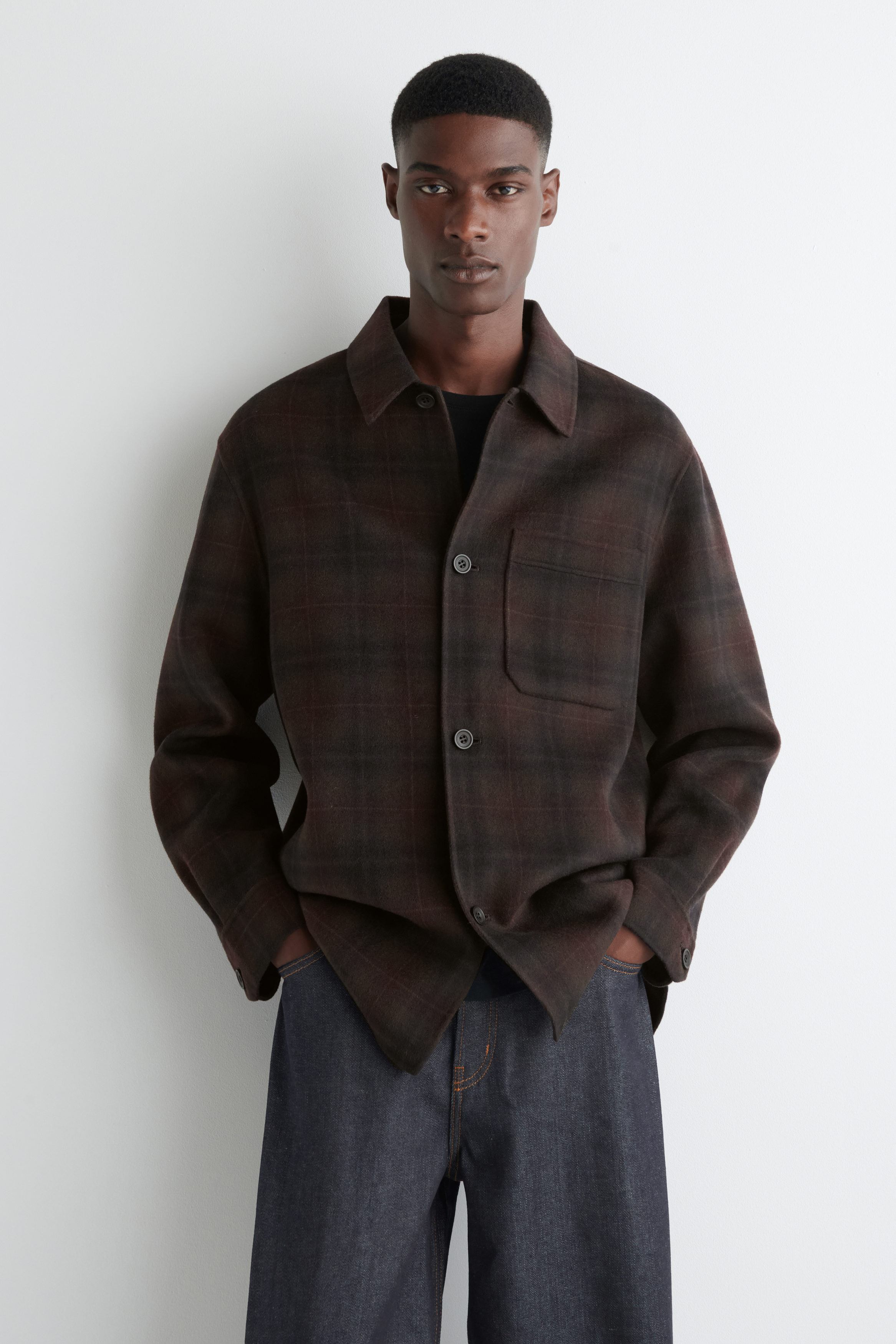 【超希少】COS 24AW DOUBLE-FACE WOOL OVERSHIRT DOUBLE-FACED WOOL OVERSHIRT - BURGUNDY / CHECKED | COS US