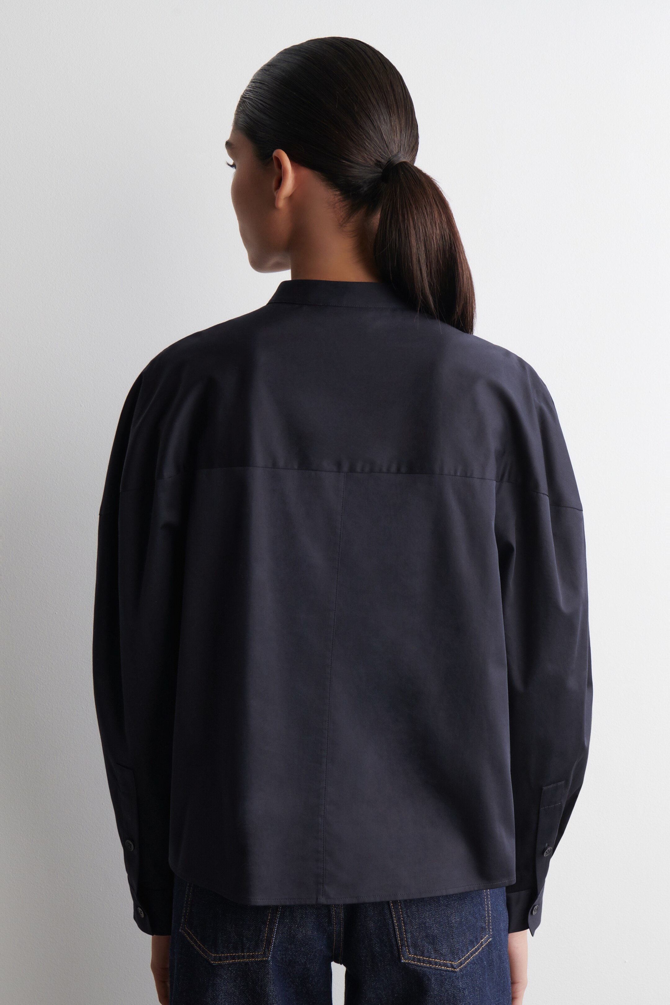 Agrandir l'image: CHEMISE SANS COL EN COTON - BLEU MARINE - FEMME | H&M CH 4