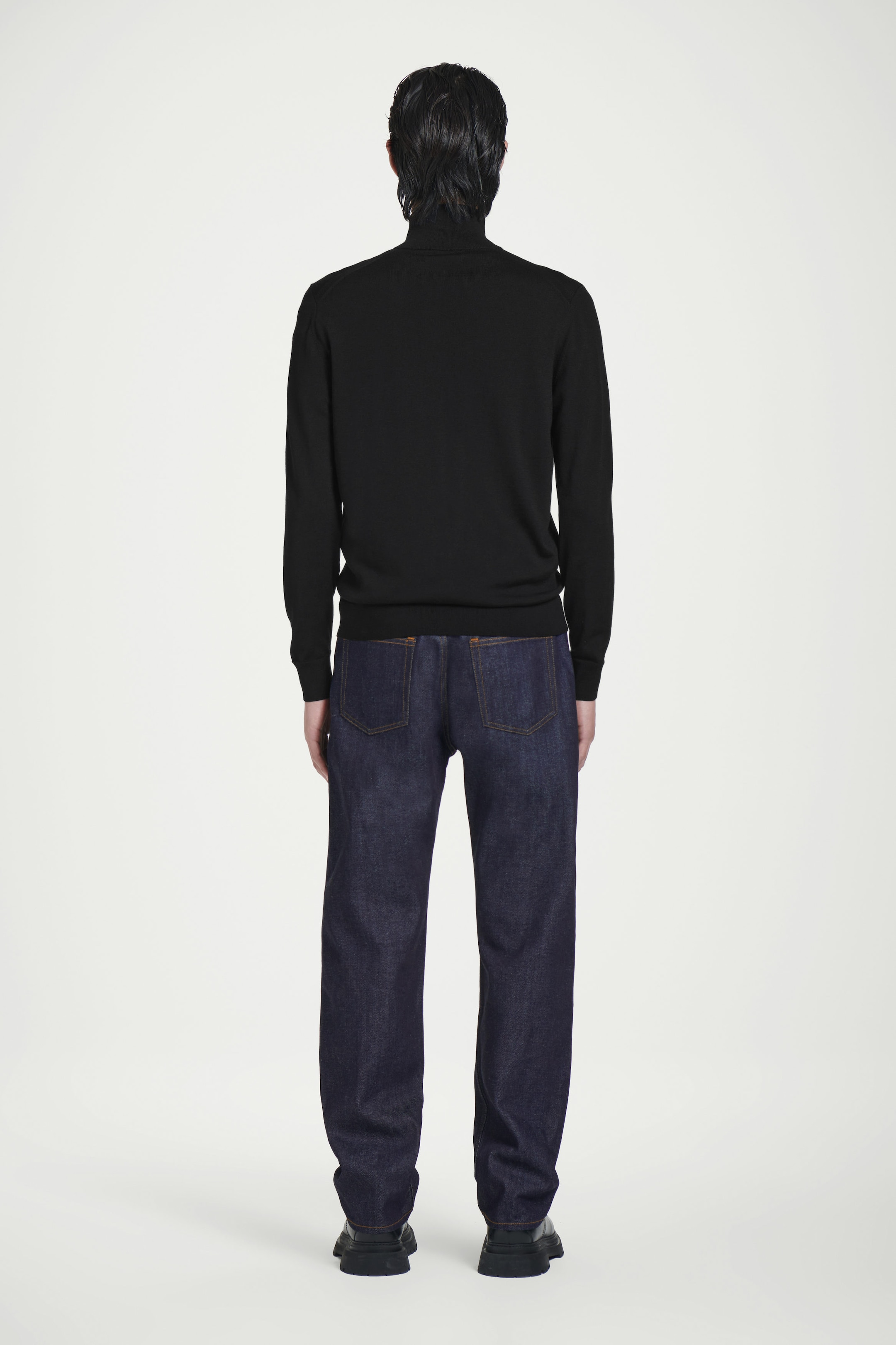 FUNNEL-NECK MERINO WOOL ZIP-UP CARDIGAN