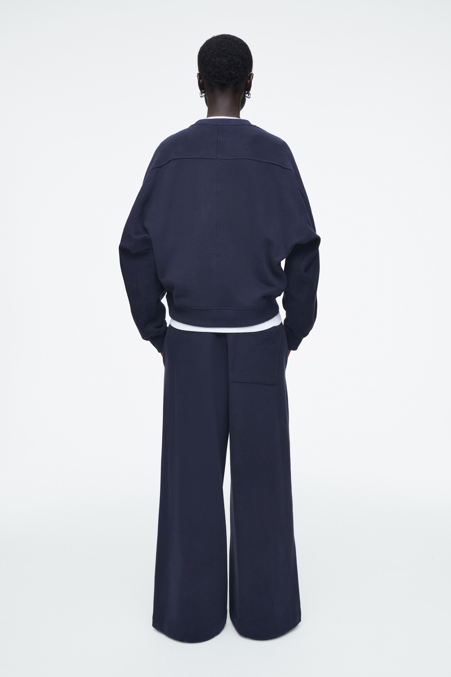 ROUNDED COTTON-JERSEY SWEATSHIRT - NAVY/MUSTARD - 8