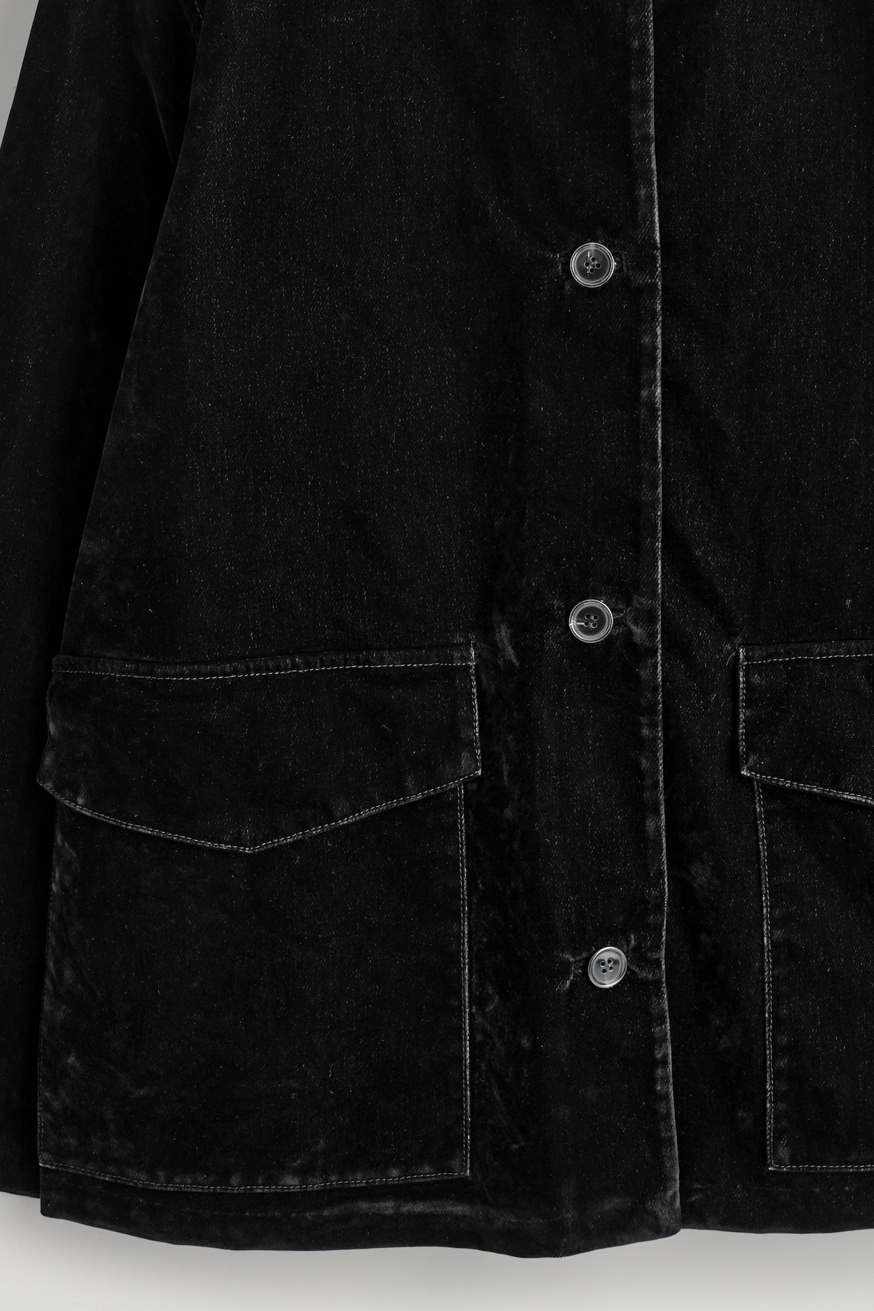 FLOCKED-DENIM JACKET — BLACK