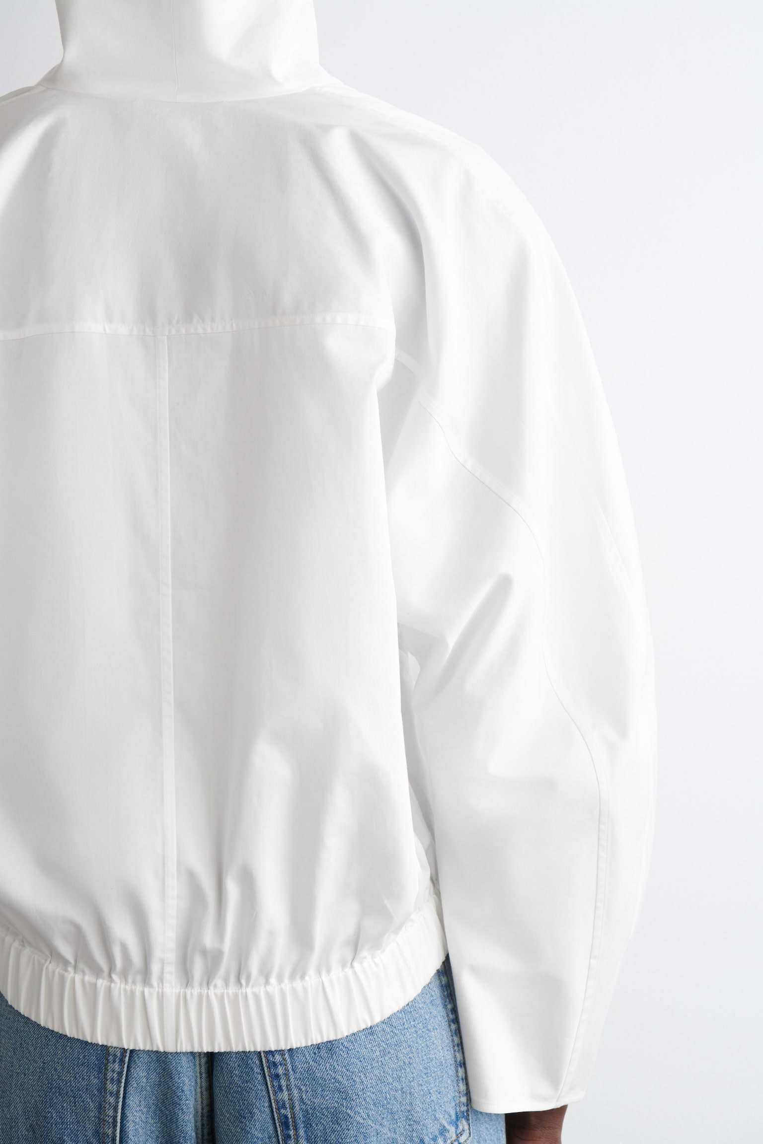 BLUSA IN COTONE CON COLLO DRAPPEGGIATO - BIANCO - 5