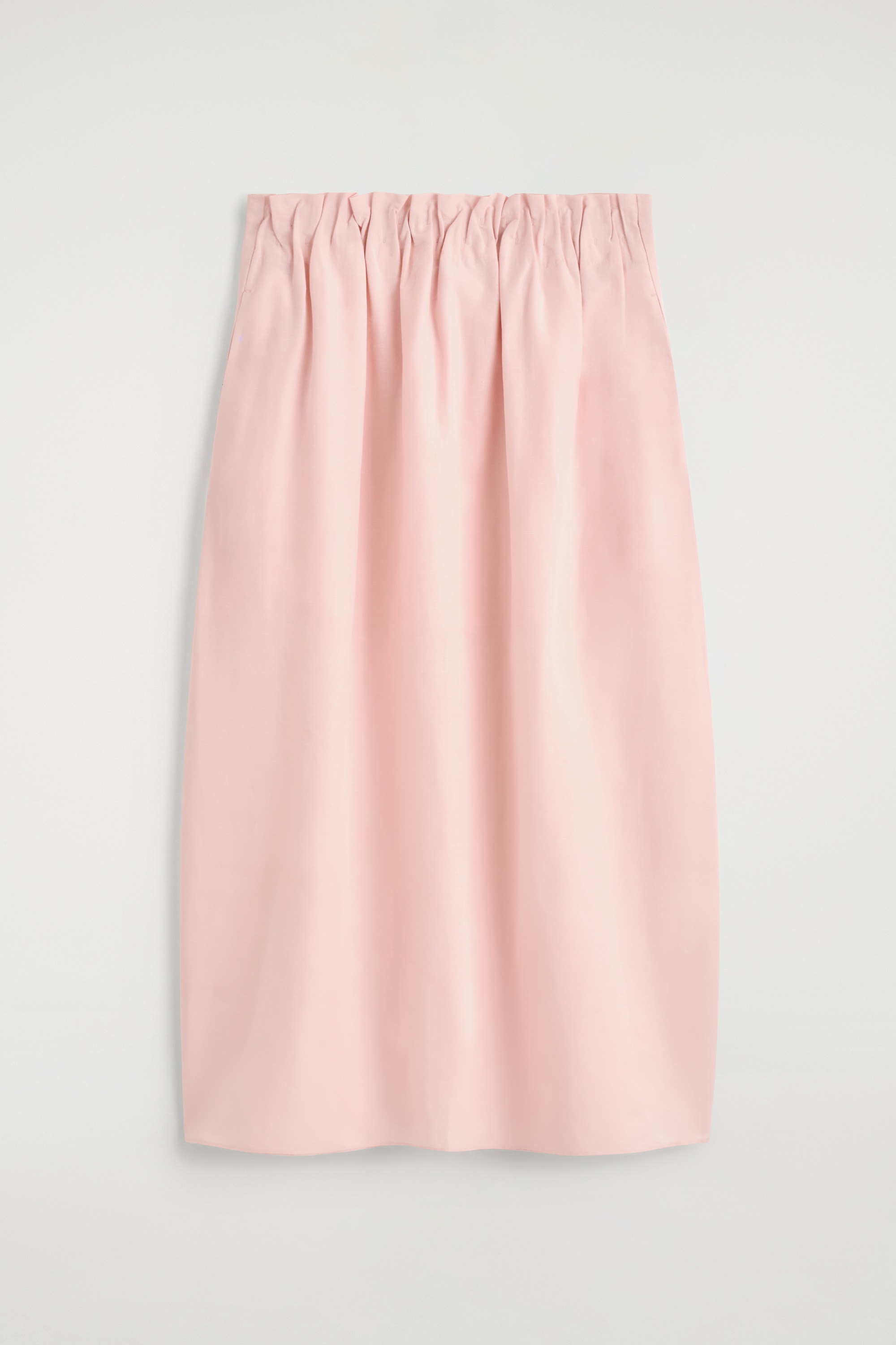 COTTON-LINEN BALLOON MIDI SKIRT - PINK/BLACK