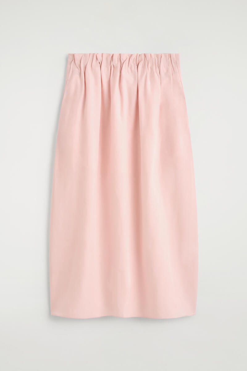 Cotton-Linen Balloon Midi Skirt