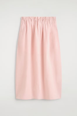 COTTON-LINEN BALLOON MIDI SKIRT — PINK 6
