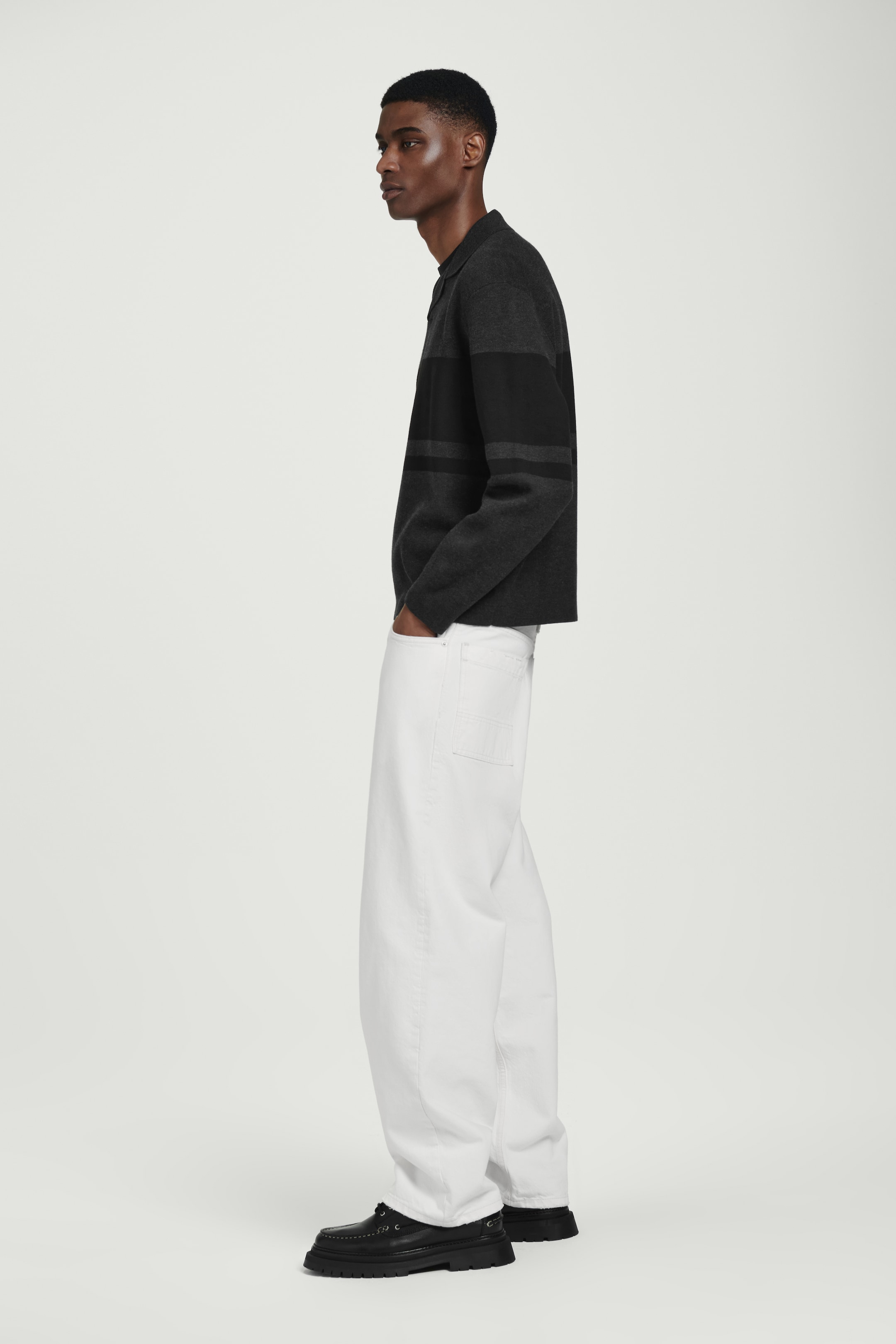 Visualizza immagine più grande: POLO A RIGHE IN MAGLIA DOPPIATA - ANTRACITE / RIGHE - UOMO | H&M IT 3