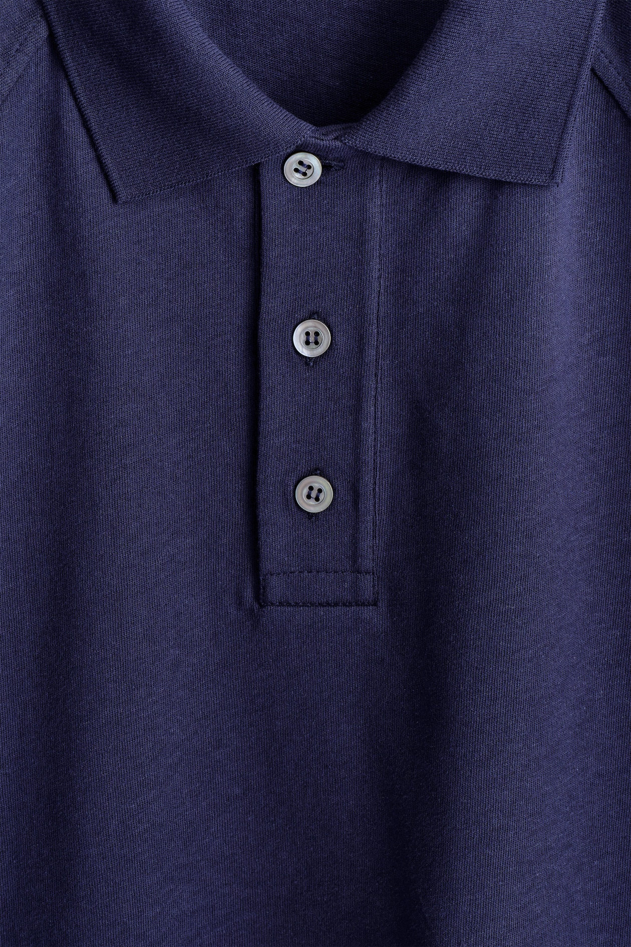 RELAXED COTTON-LINEN POLO SHIRT — NAVY