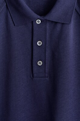 RELAXED COTTON-LINEN POLO SHIRT — NAVY 6