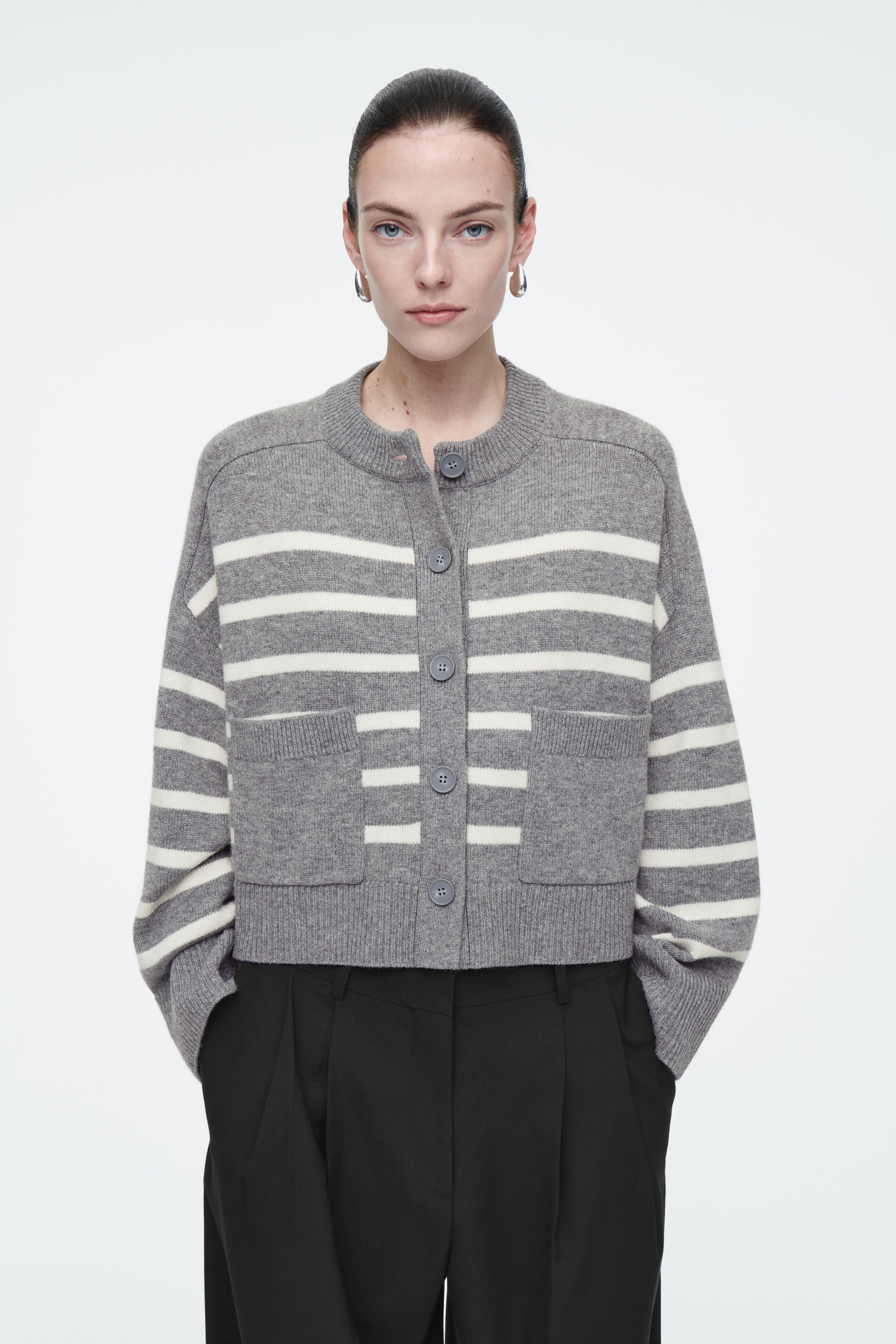 売れ筋商品|||ドライコーン ニット&セーター レディース アウター COOPIE - Cardigan - grey CIDER Women's Zip Up Hoodie Crop Top Hollow Out Knitted Long