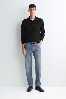 SEAMLESS PURE CASHMERE POLO SHIRT — BLACK 2