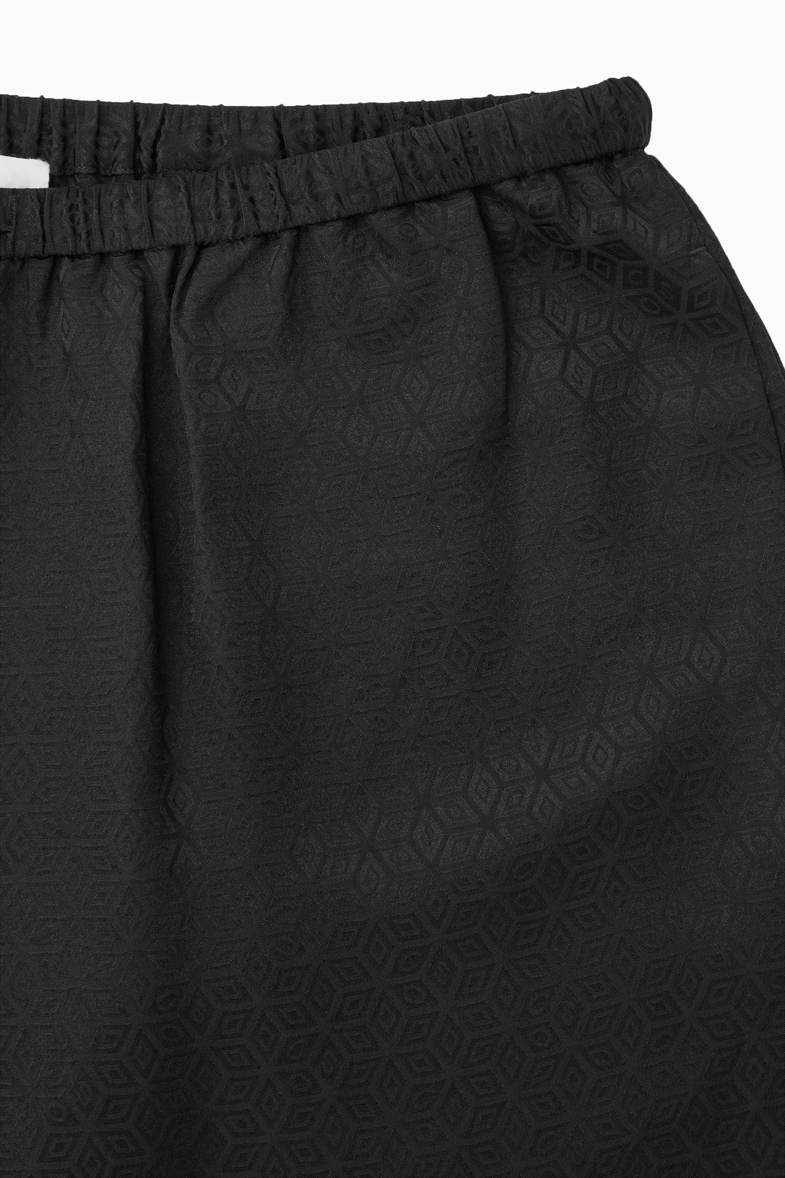 GEOMETRIC-JACQUARD SILK PYJAMA TROUSERS - BLACK / GEOMETRIC - 2