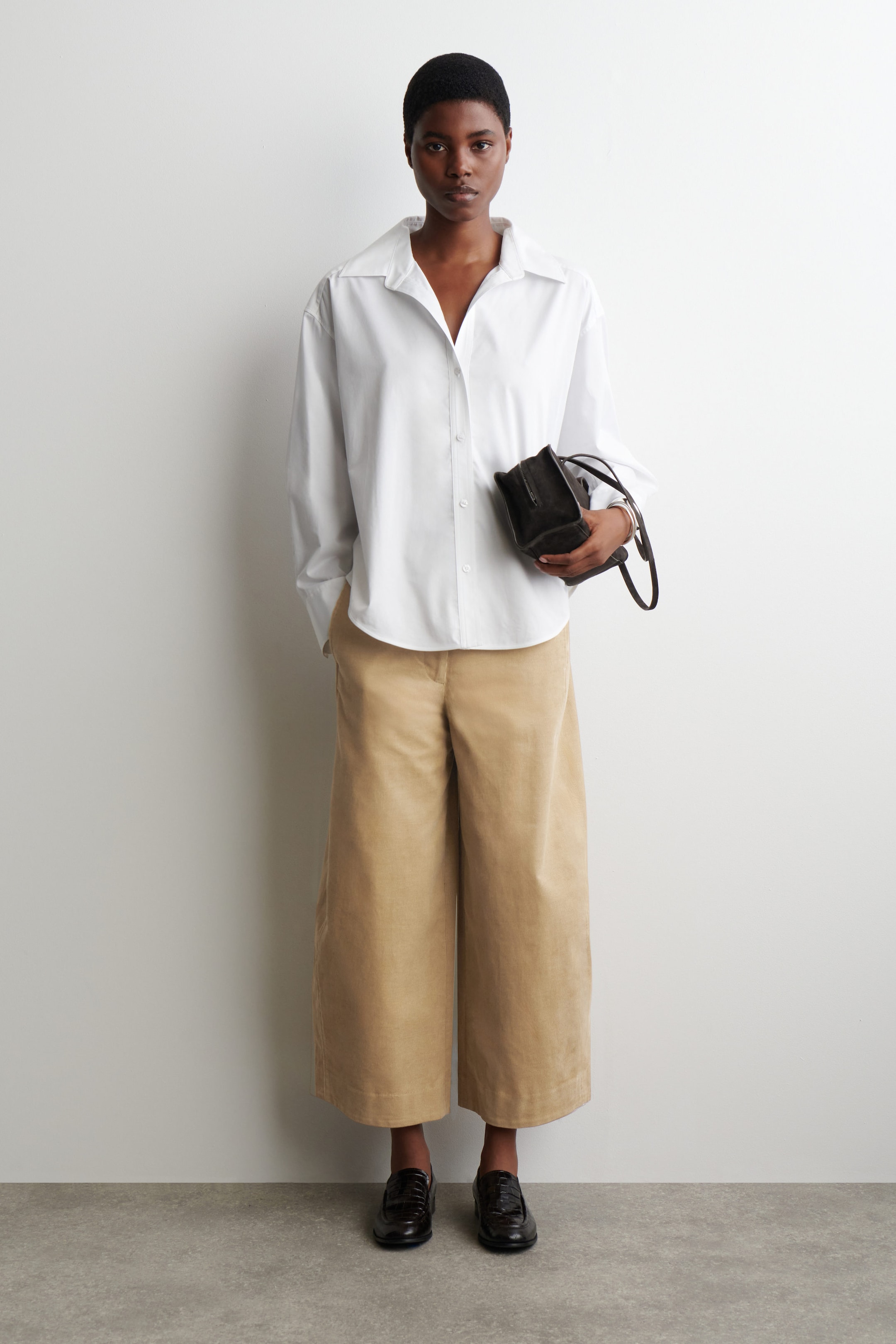 CORDUROY BARREL-LEG PANTS