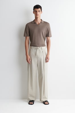 CONTRAST-TIPPED SILK-COTTON POLO SHIRT — BROWN 4