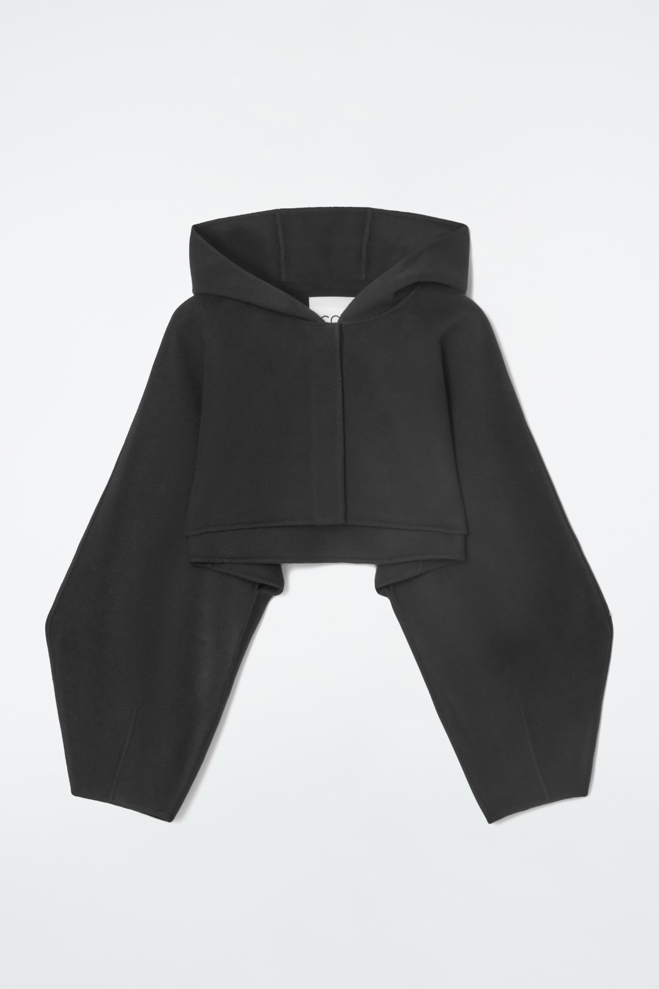 View larger image: CROPPED DOUBLE-FACED WOOL HOODED JACKET - BLACK - Ladies | H&M GB 1