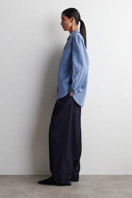 OPEN-COLLAR COTTON-POPLIN SHIRT — BLUE 4