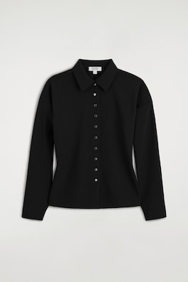 WAISTED CREPE-JERSEY SHIRT — BLACK 8