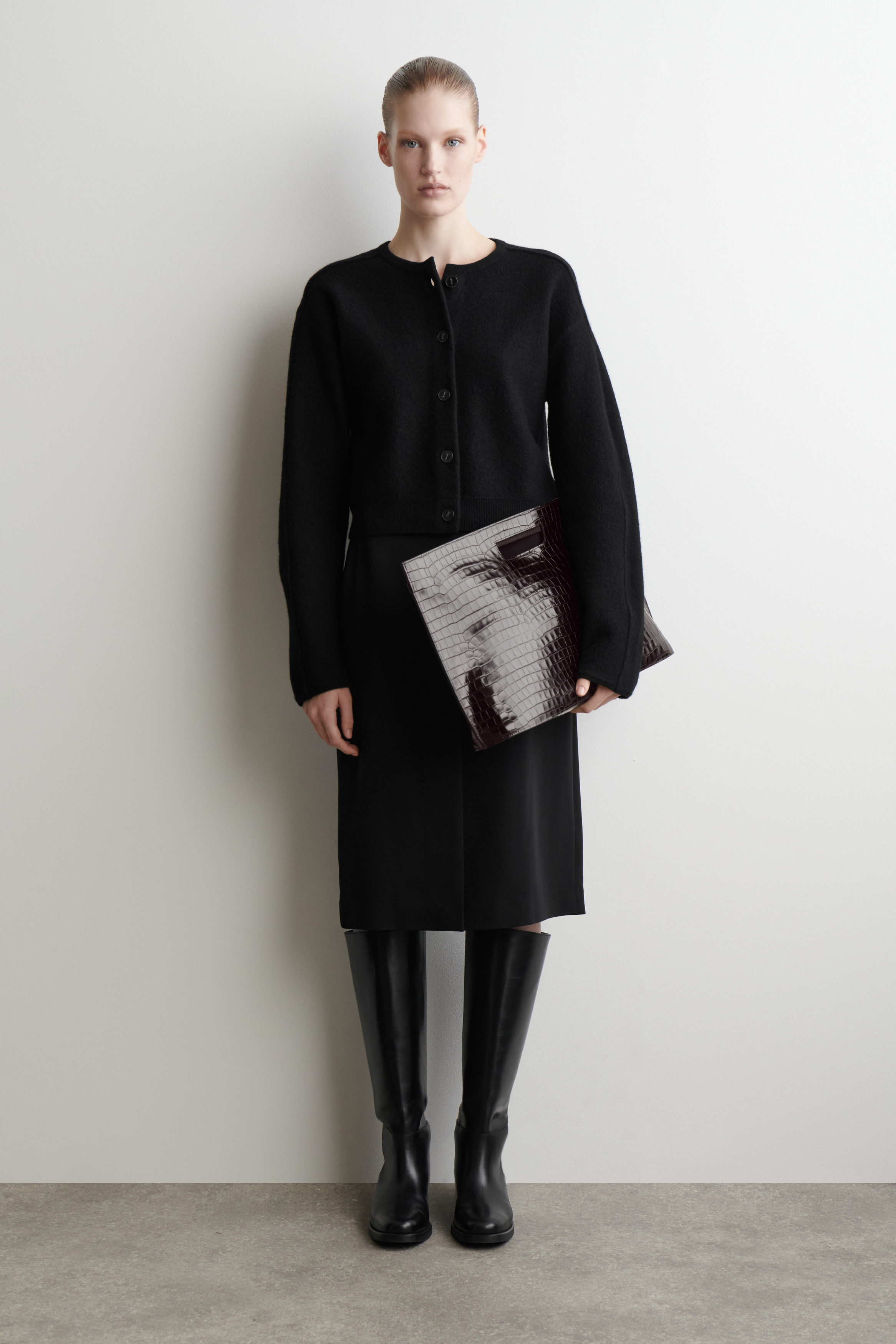 BOILED-WOOL CARDIGAN - BLACK | COS US