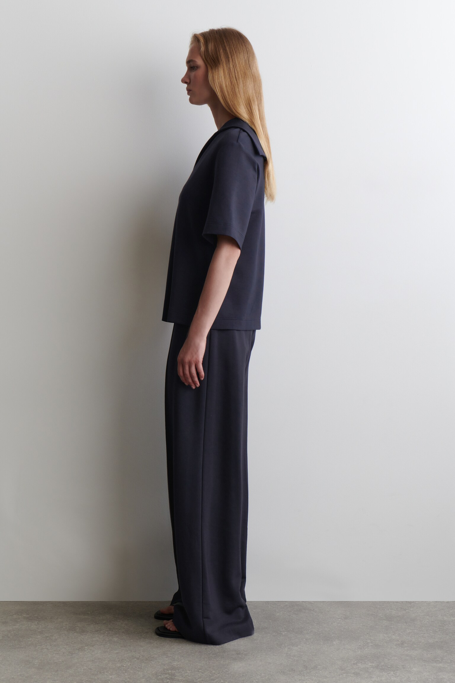 HOSE AUS MODAL MIT WEITEM BEIN - NAVYBLAU/BURGUNDERROT - 3
