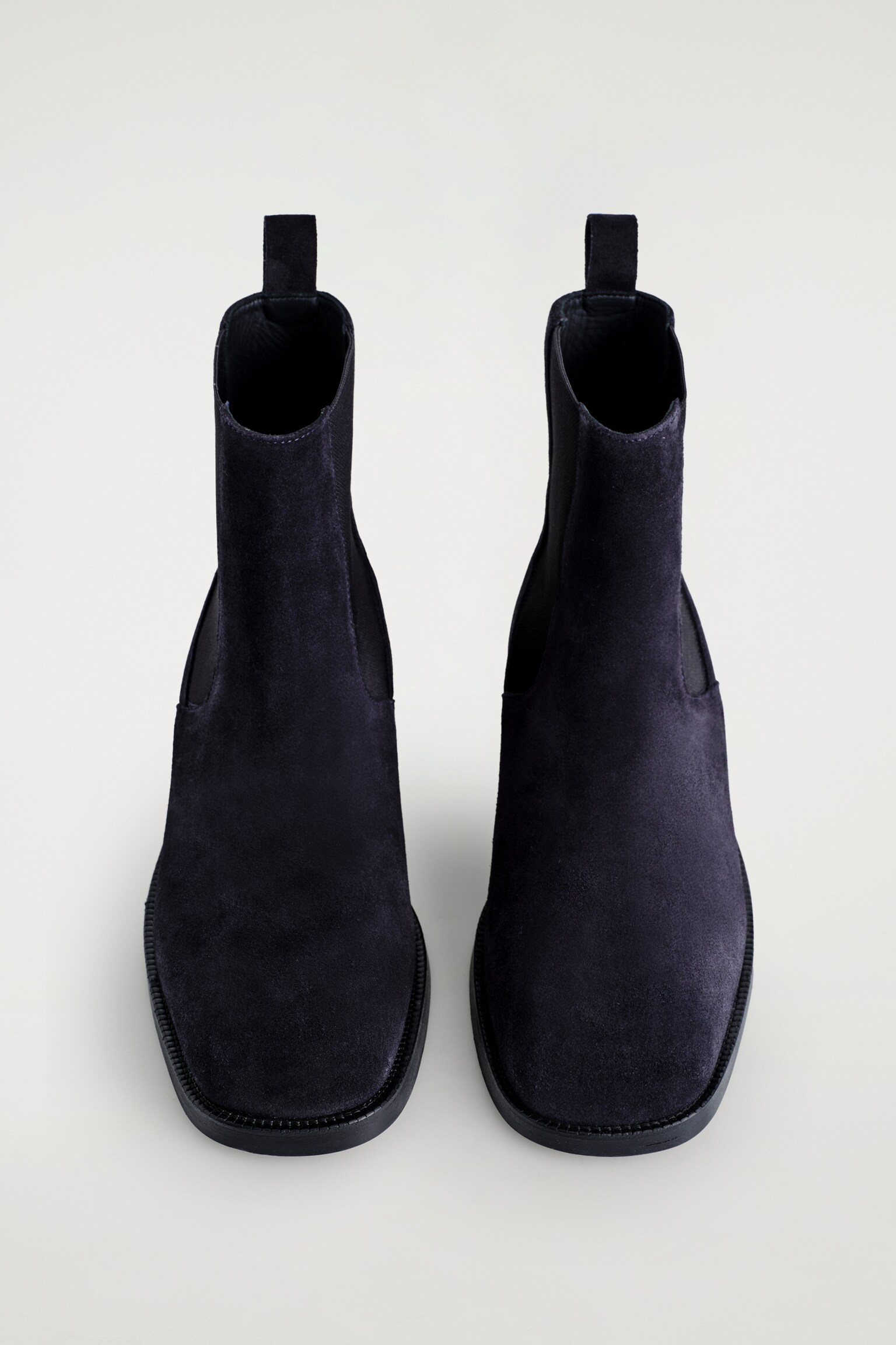 SQUARE-TOE LEATHER CHELSEA BOOTS - NAVY/BLACK - 6