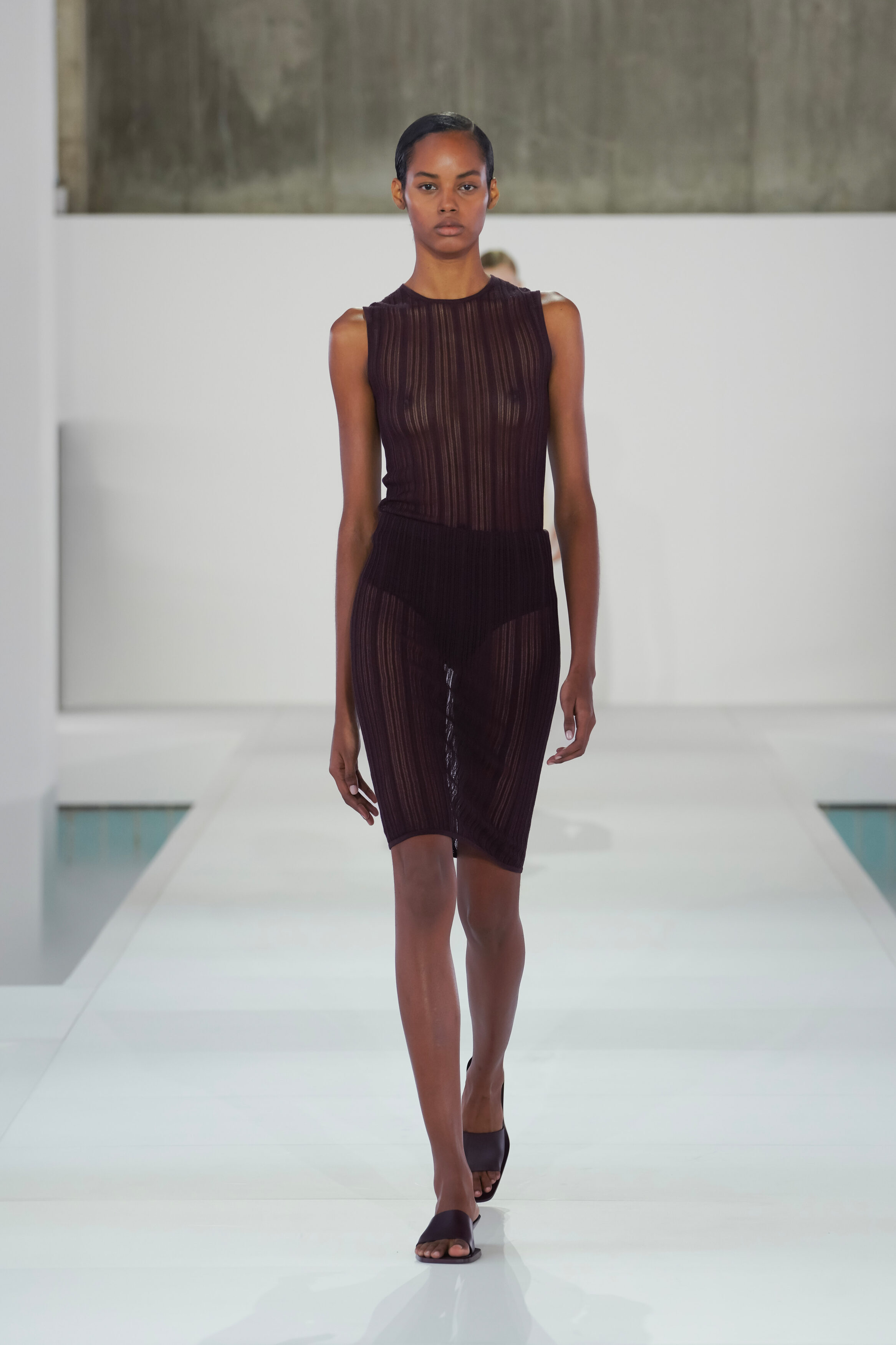 SHEER LACE-KNIT TANK TOP - BITTER CHOCOLATE | COS US