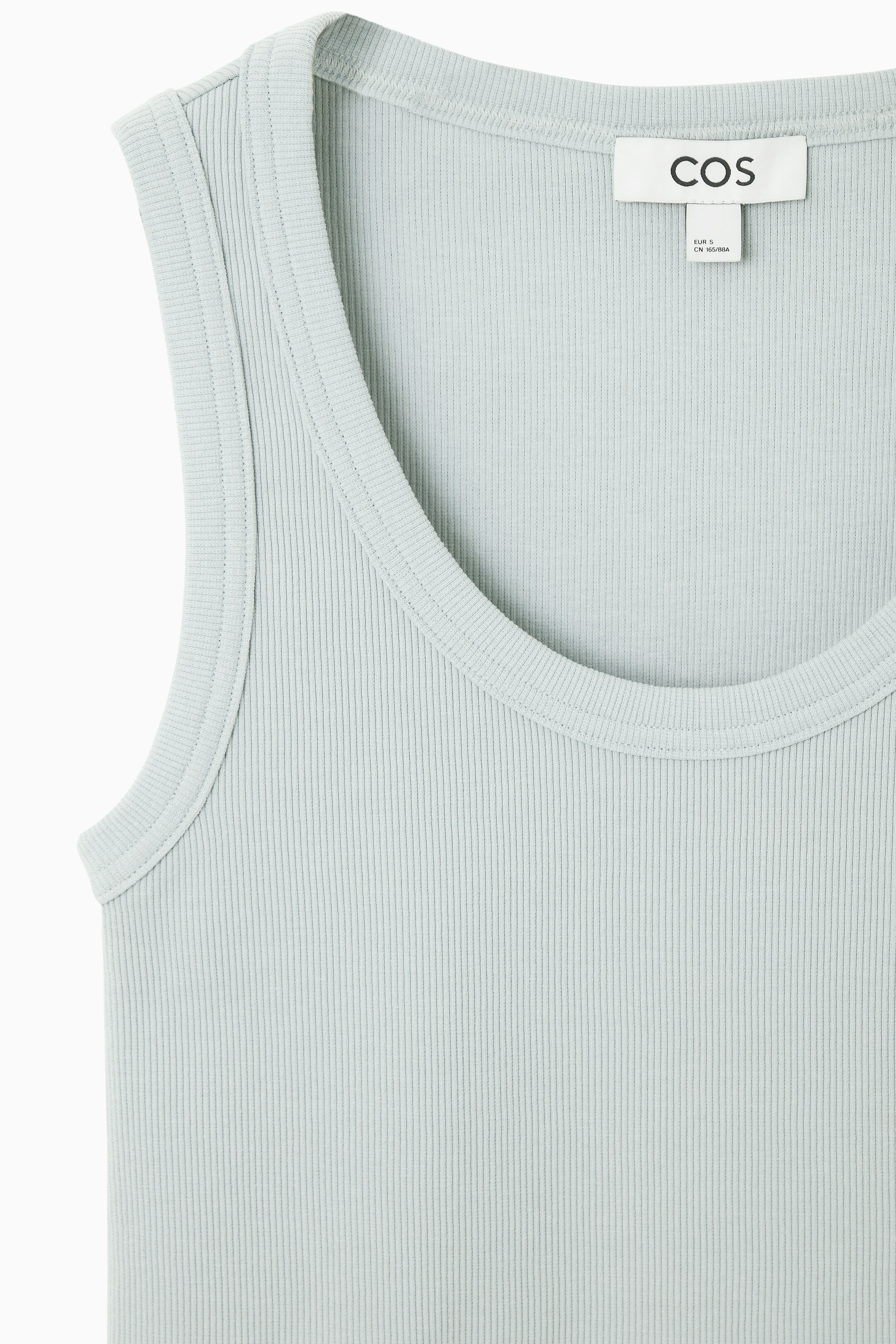 Näytä suurempi kuva: SCOOP-NECK RIBBED TANK TOP - LIGHT BLUE - NAISET | H&M FI 2