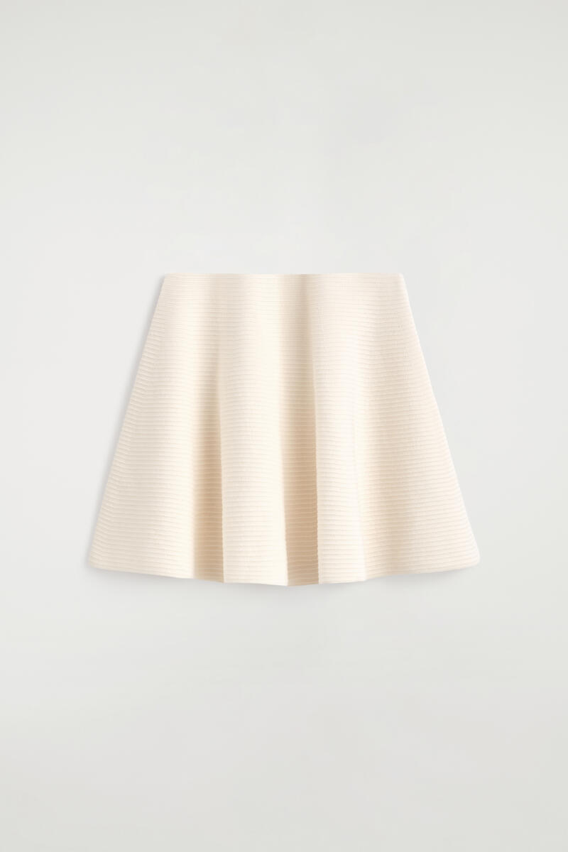 COS Knitted Flared Mini Skirt White Women's Extra Large