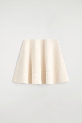 KNITTED FLARED MINI SKIRT — IVORY 7