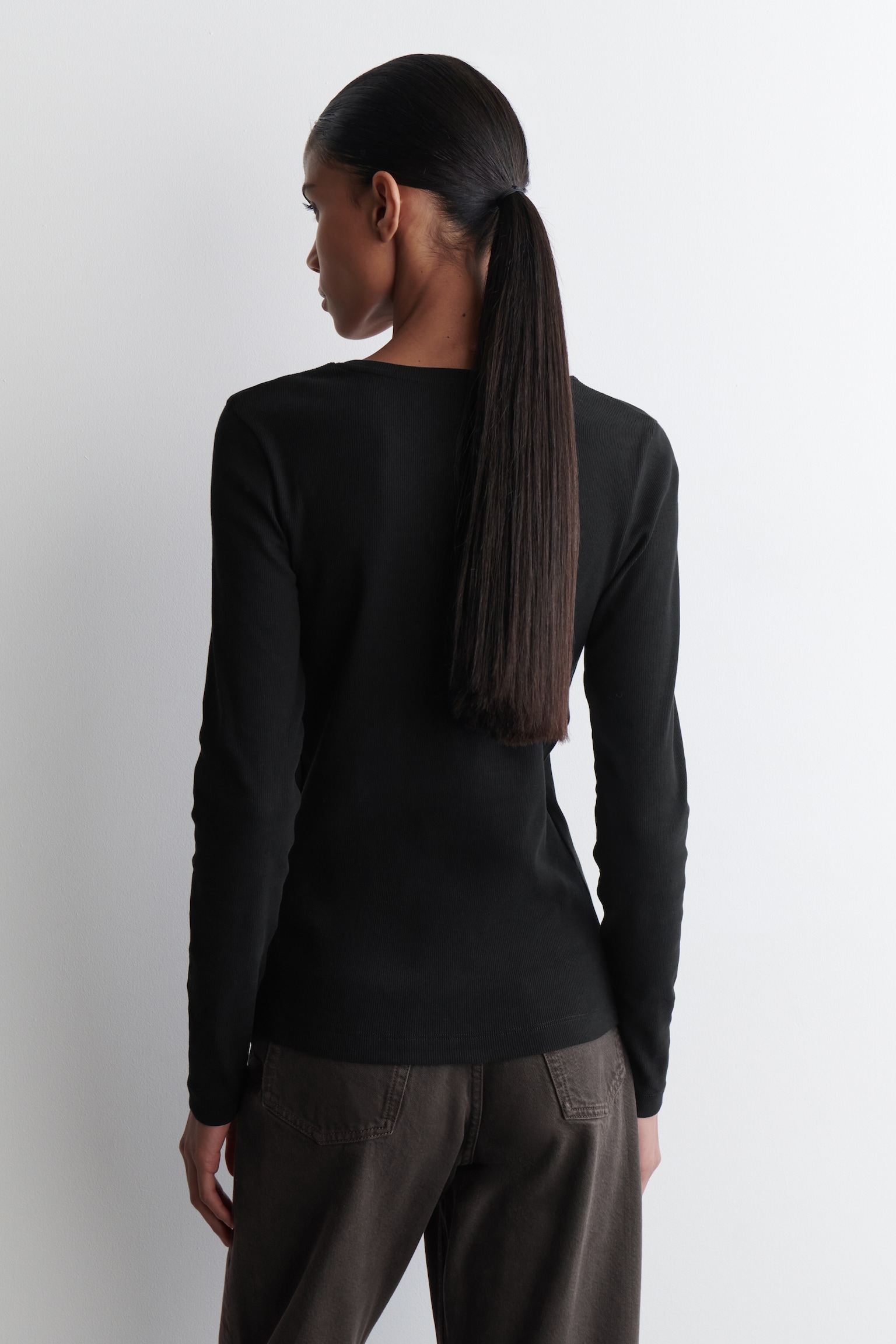 LANGÄRMLIGES HENLEY-OBERTEIL - SCHWARZ/BEIGE MELIERT/GRAU MELIERT - 3