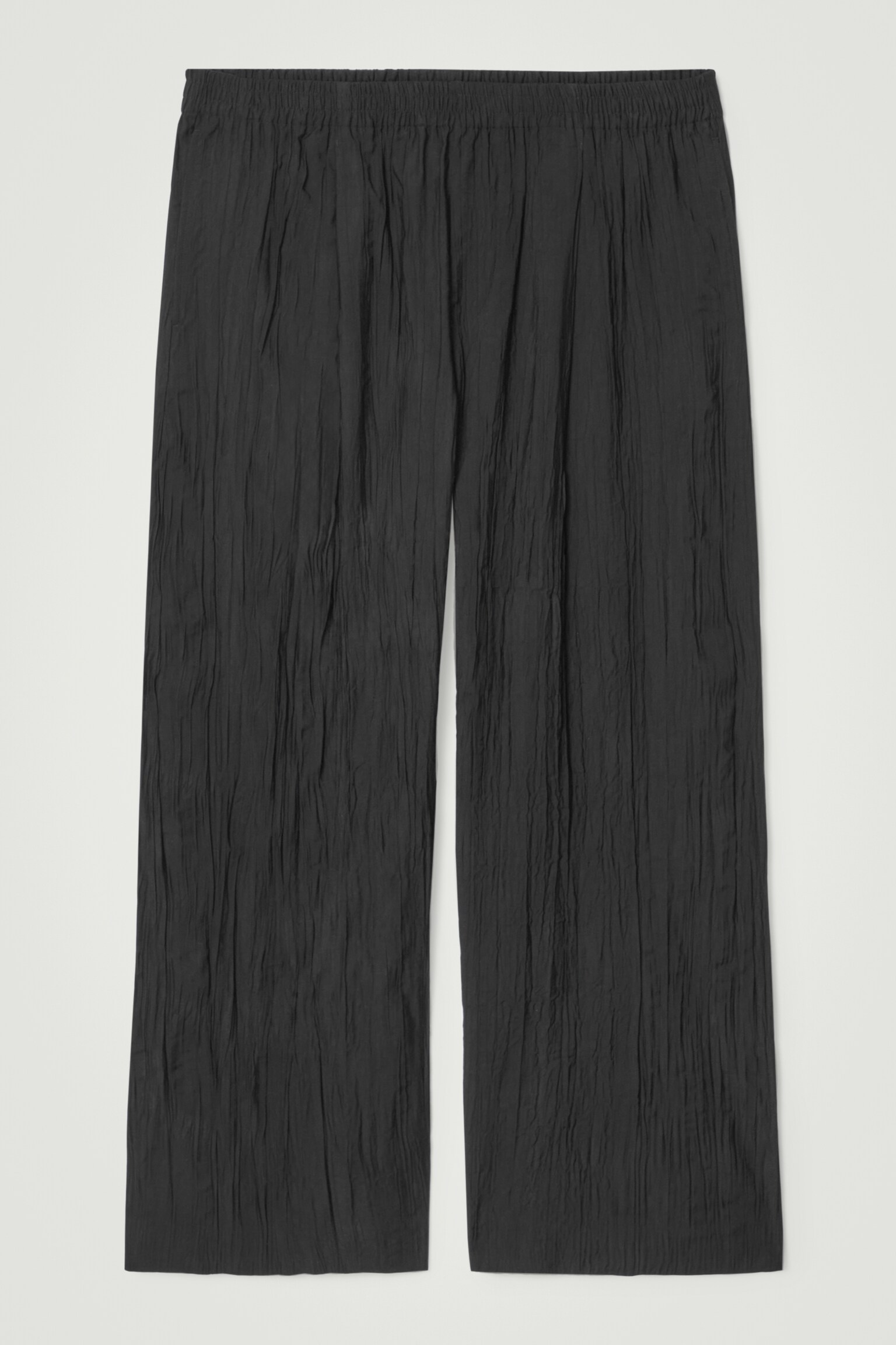 CRINKLED WIDE-LEG TROUSERS - BLACK/BLUE - 1