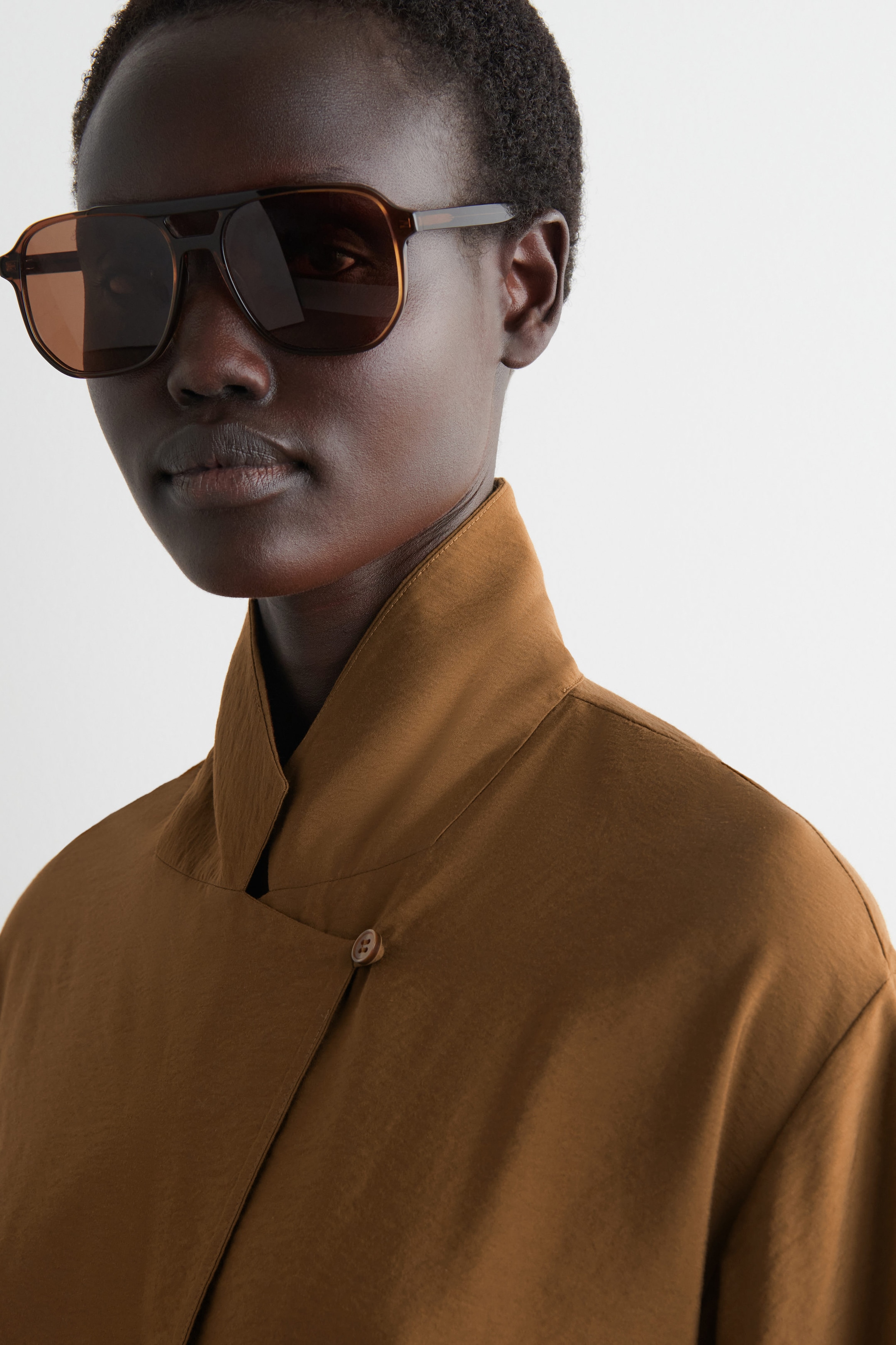 SIDE-BELT MIDI SHIRT DRESS