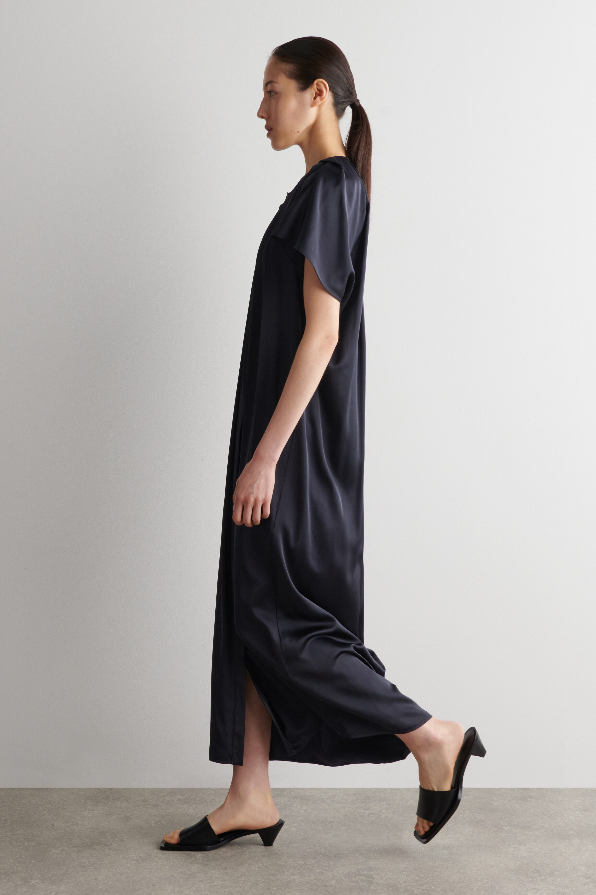 navy pleated midi dress Pleated Midi Dress- Navy Medium