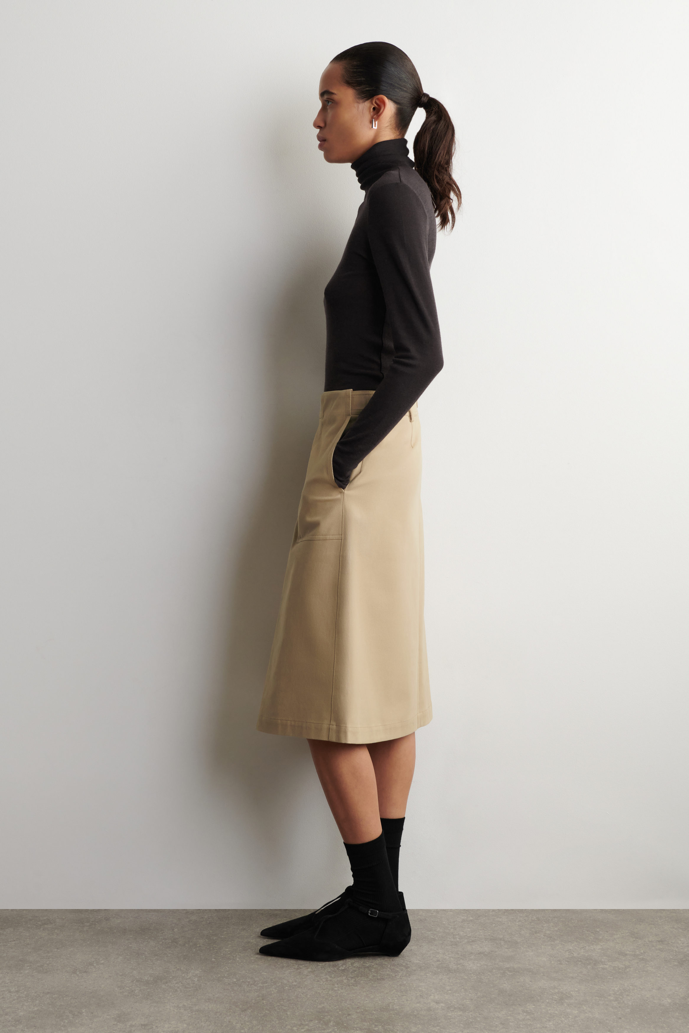DECONSTRUCTED PLEATED COTTON MIDI SKIRT - BEIGE | COS US
