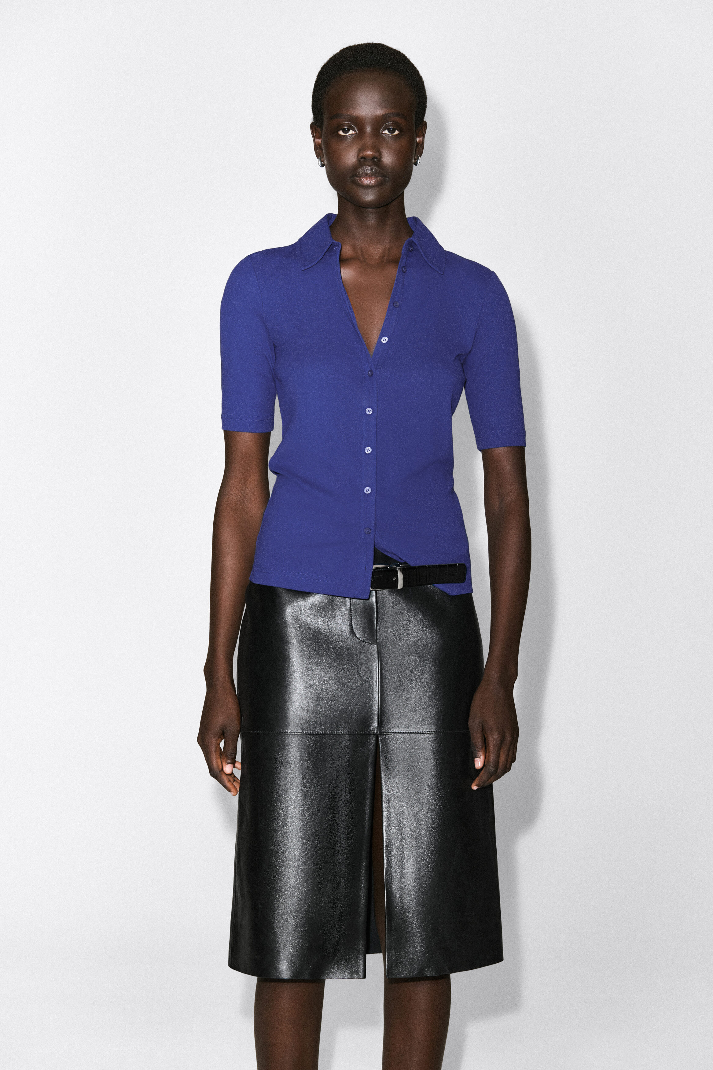 SCULPTED COTTON-JERSEY SHIRT - thumbnail 3
