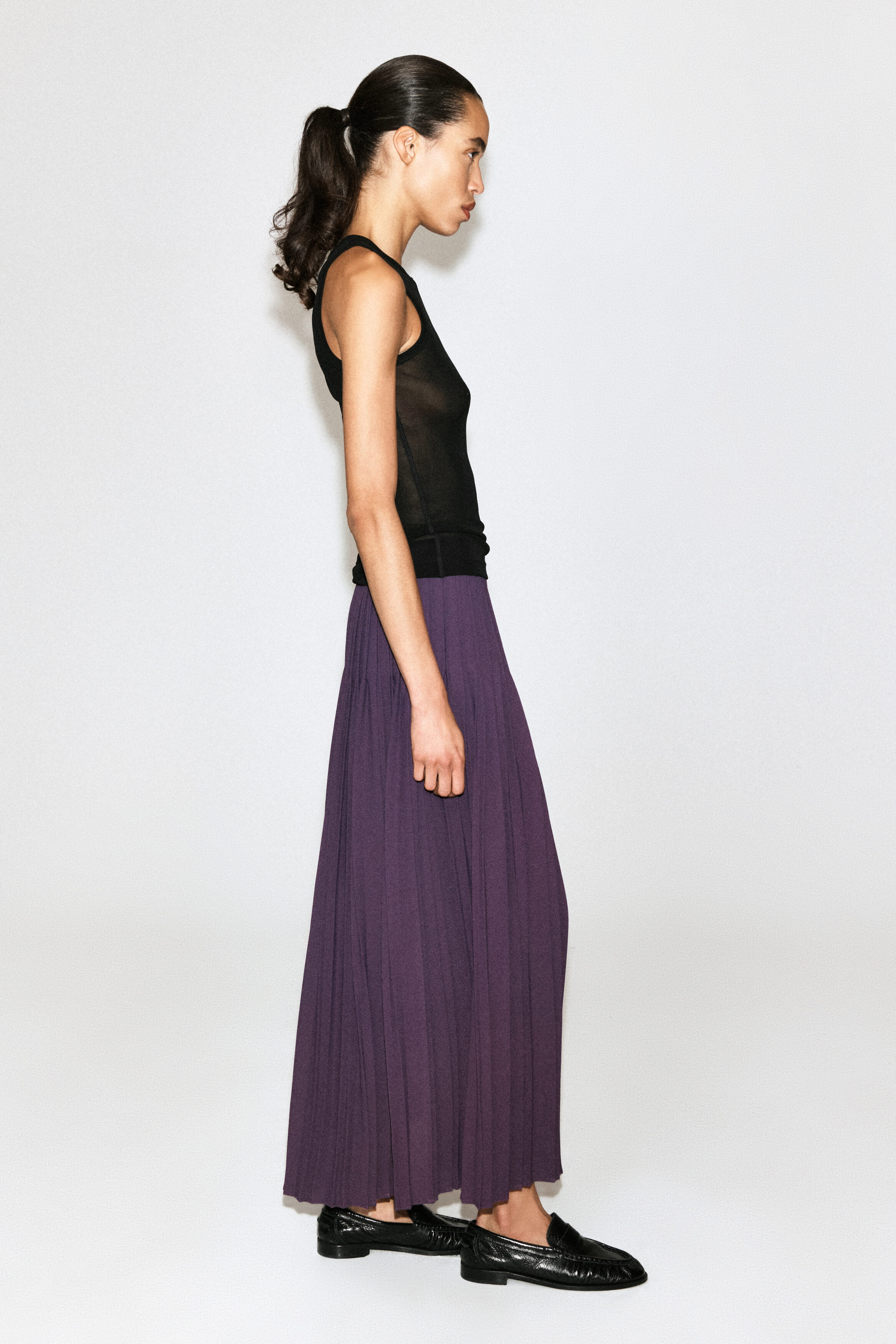 PLEATED CREPE MIDI SKIRT - thumbnail 3