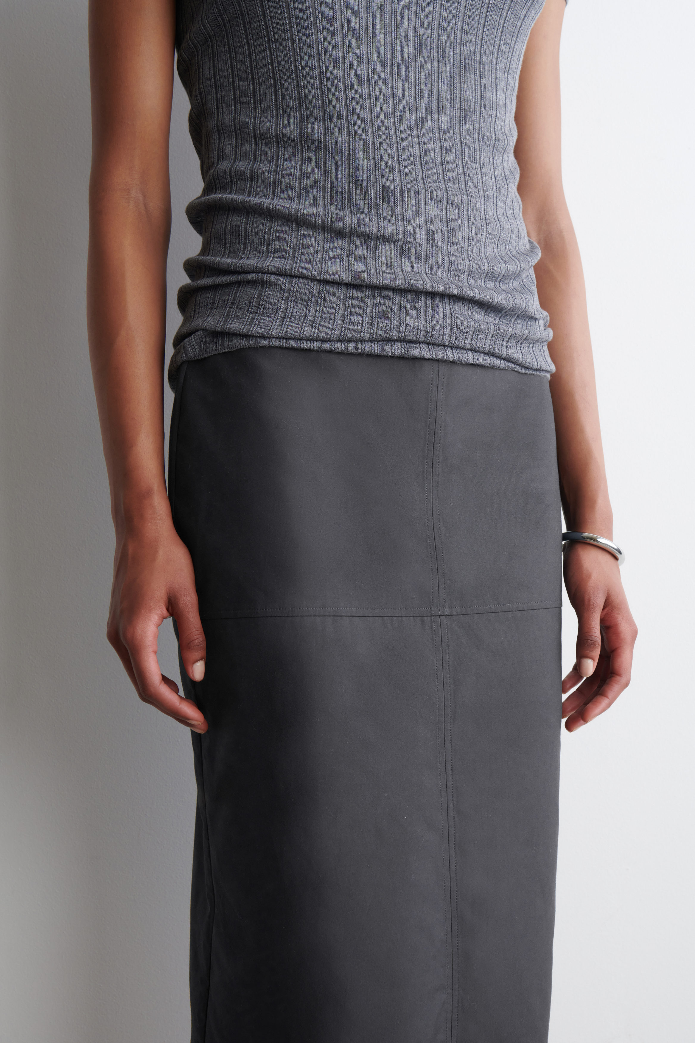 スカート GREY COTTON SKIRT COTTON PENCIL SKIRT - GREY | COS