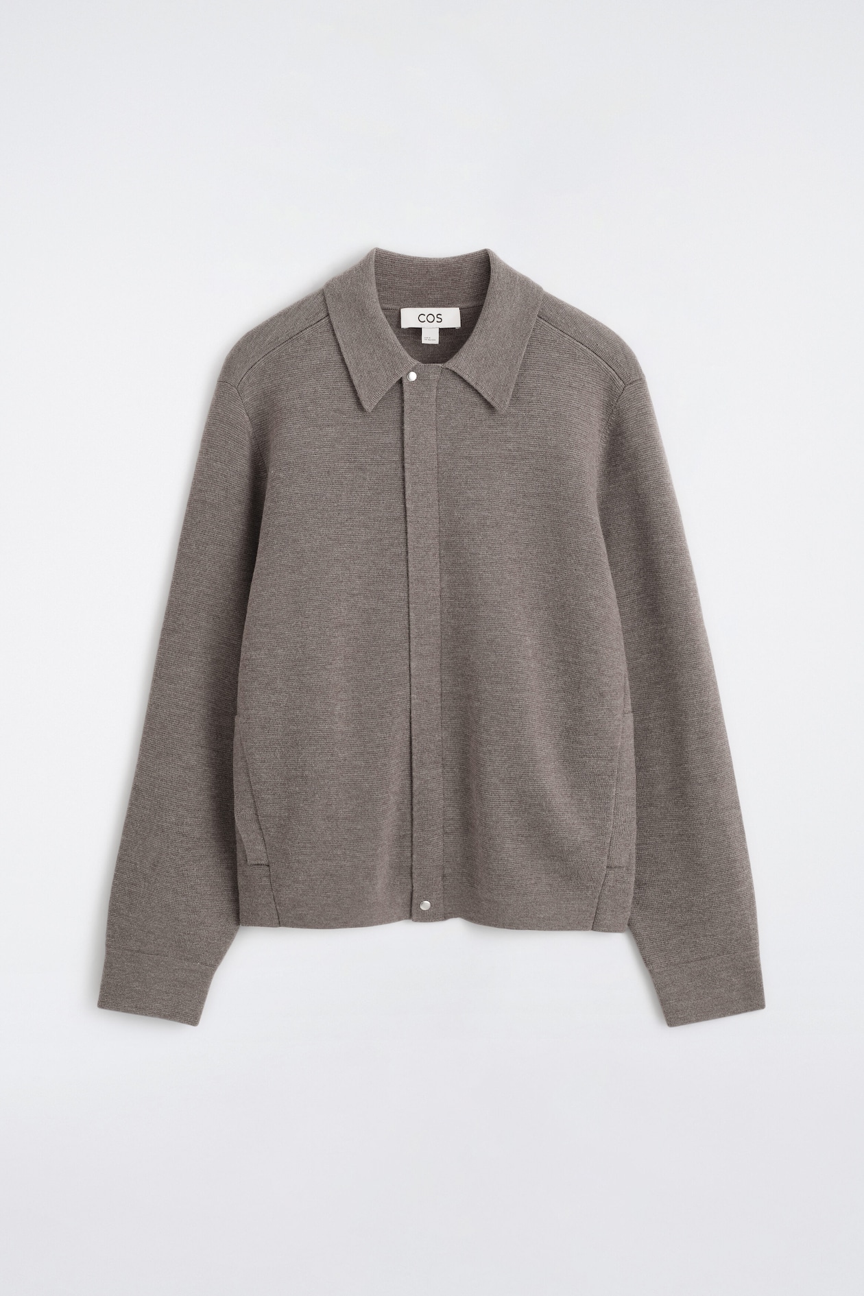 MERINO WOOL KNITTED JACKET — BROWN MÉLANGE