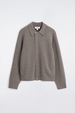 MERINO WOOL KNITTED JACKET — BROWN MÉLANGE 8