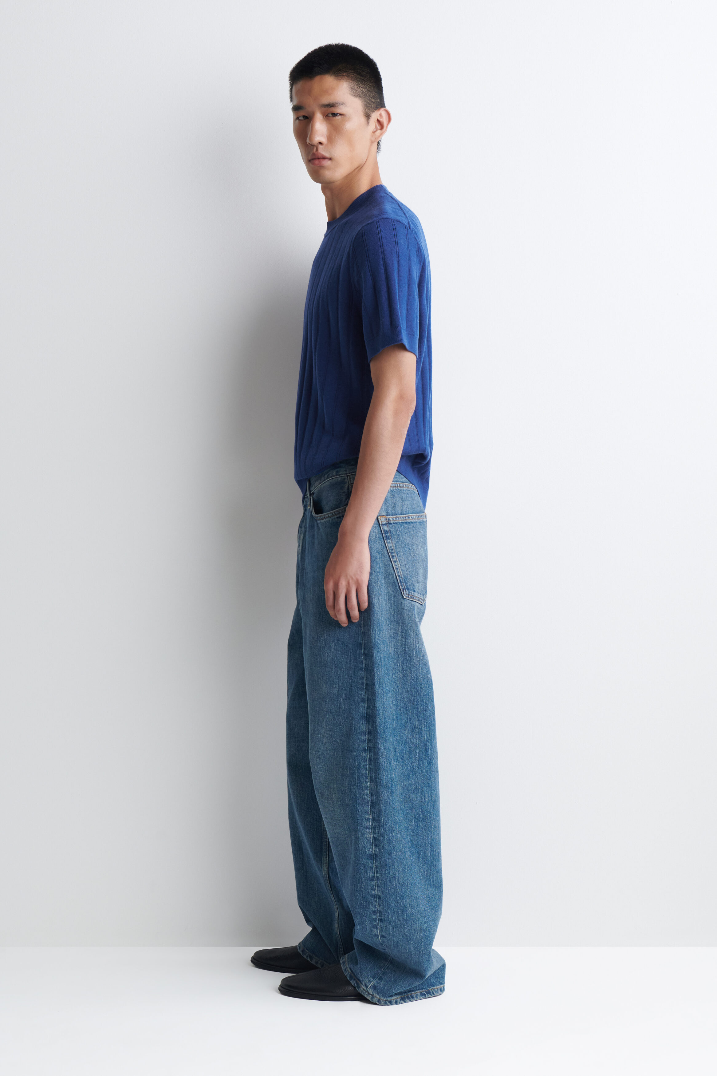 RIBBED MERINO WOOL-COTTON T-SHIRT - thumbnail 4