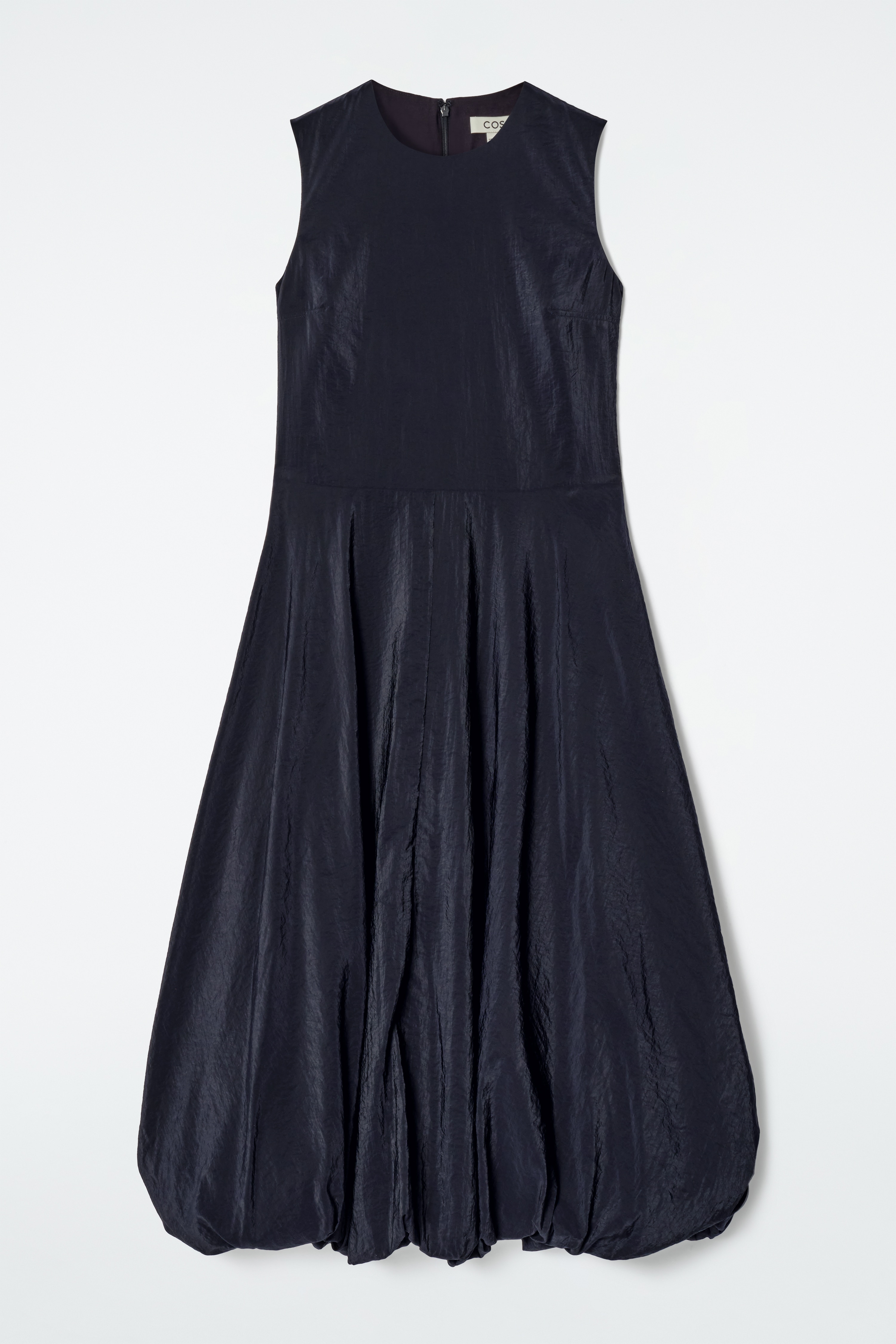 ROBE MIDI SANS MANCHES À OURLET BULLE - BLEU MARINE/ORANGE/ROSE CLAIR