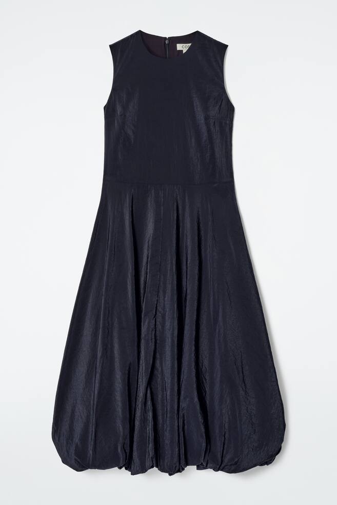 ROBE MIDI SANS MANCHES À OURLET BULLE - BLEU MARINE/ROSE CLAIR - 1