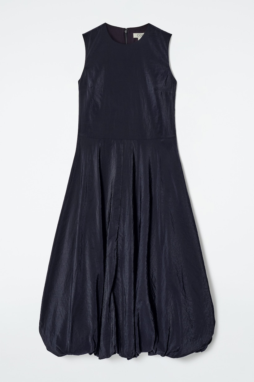 COS Women's Sleeveless Bubble-Hem Midi Dress in Navy | Size: 12