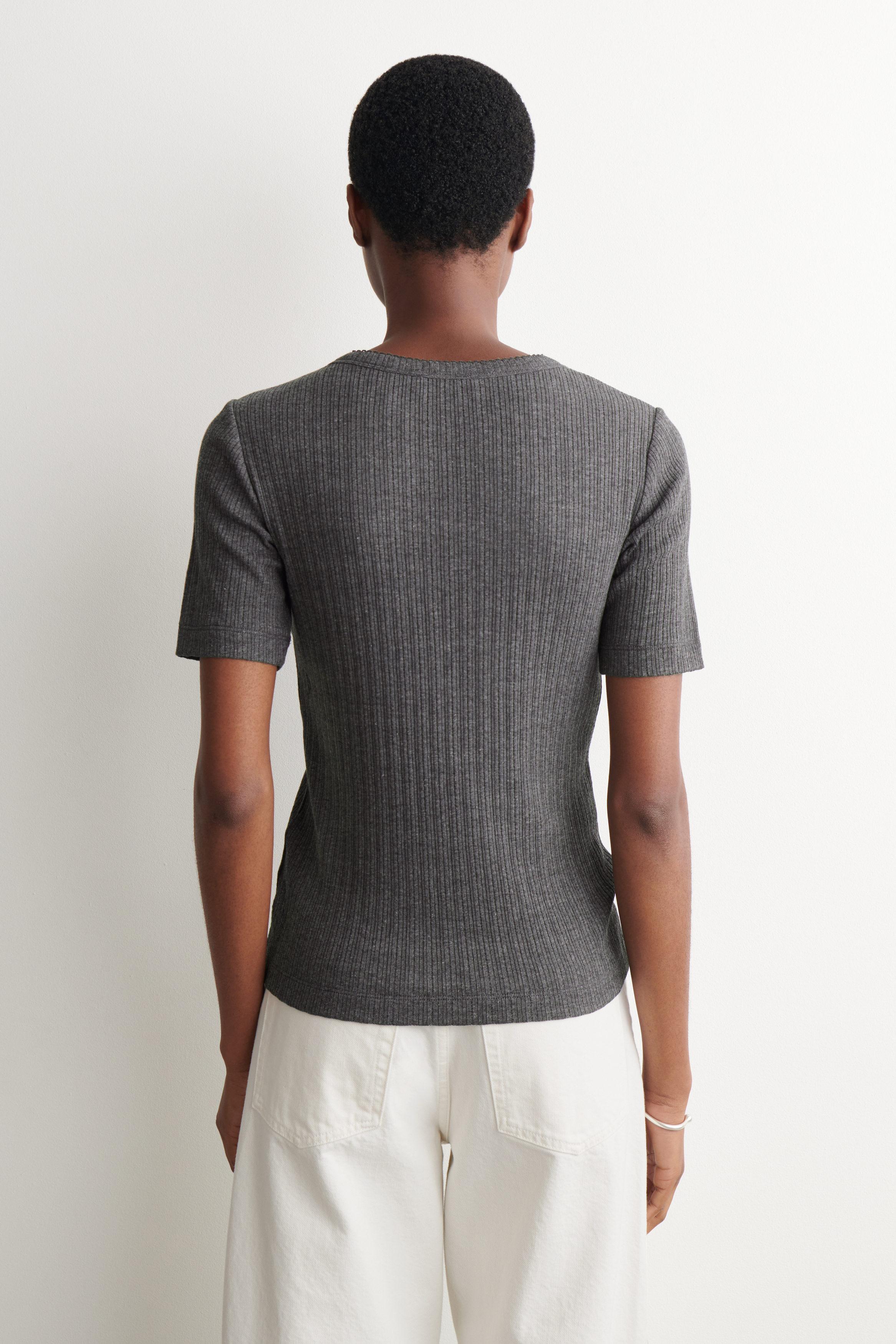 POINTELLE-KNIT SHORT-SLEVED CARDIGAN - CHARCOAL | COS US