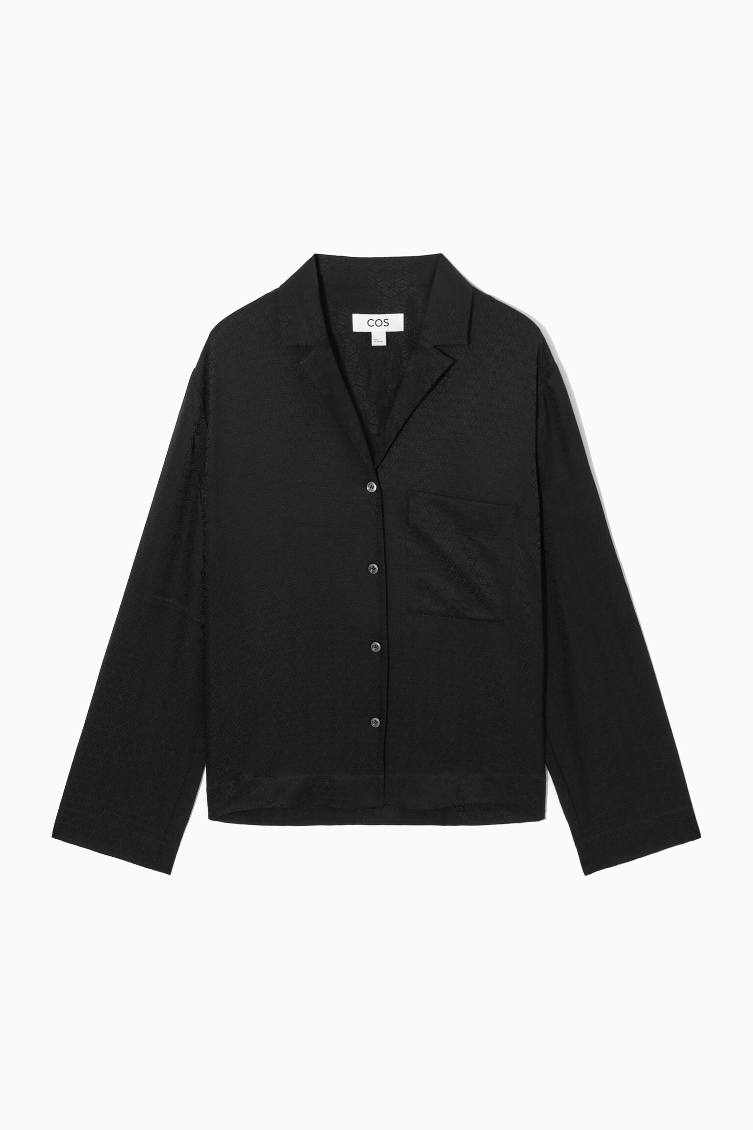 GEOMETRIC-JACQUARD SILK PYJAMA SHIRT - BLACK / GEOMETRIC